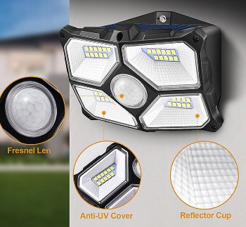 LED Solar Wandleuchte "SWL 722" / PIR Bewegungsmelder, 72 LEDs, IP65