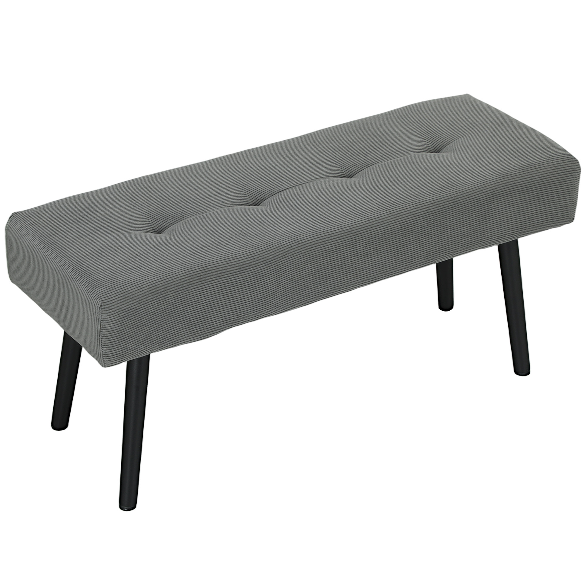 Sitzbank Polsterbank mit Cordbezug, Bettbank mit Metallbeine, Schuhbank 100 x 36 x 45 cm Grau