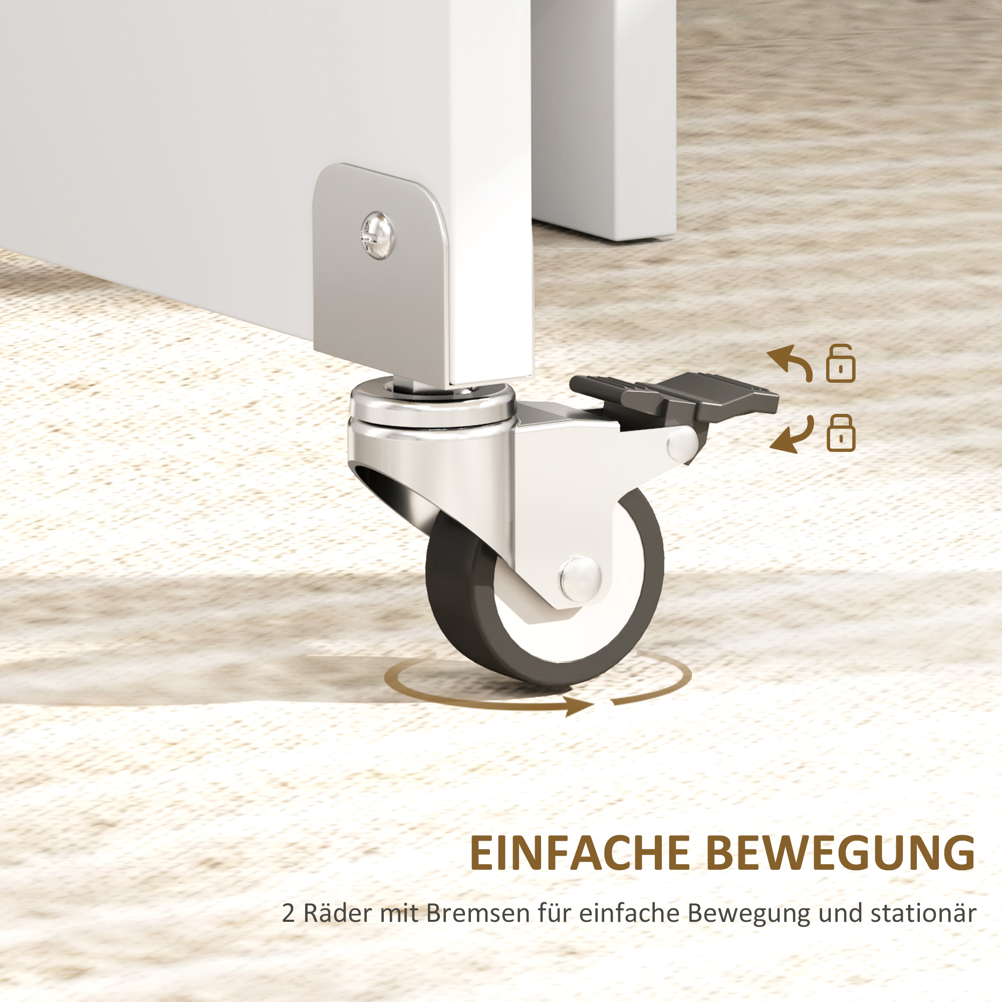 Klappbarer Esstisch für 2-4 Personen, faltbarer Küchentisch mit Stauraum, Ausziehbarer Tisch auf Rädern, Weiß