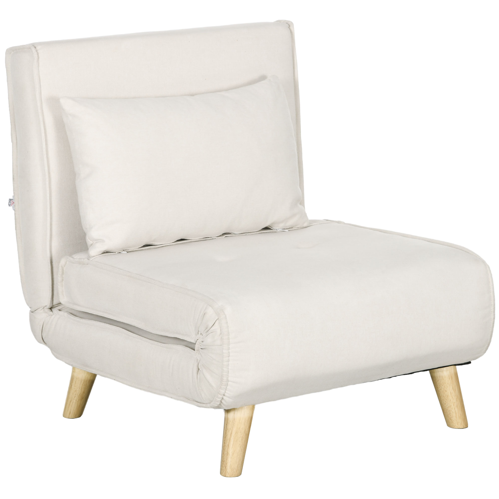 Schlafsessel, 6-stufig verstellbare Lehne, Leinenoptik, bis 120 kg, Creme
