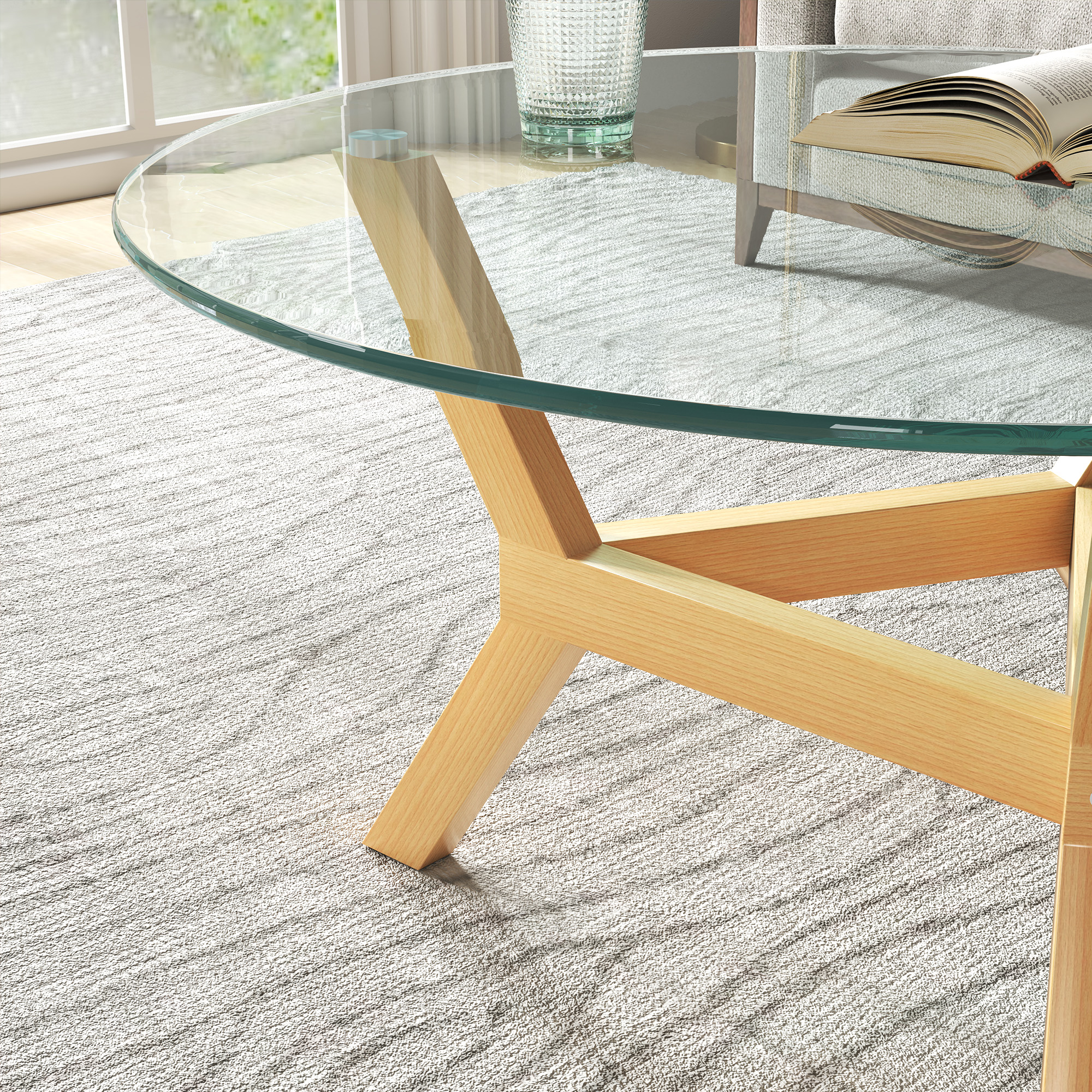 Runder Beistelltisch aus gehärtetem Glas mit verstellbaren Fußpolstern und Stahlrahmen, für Wohnzimmer, Schlafzimmer