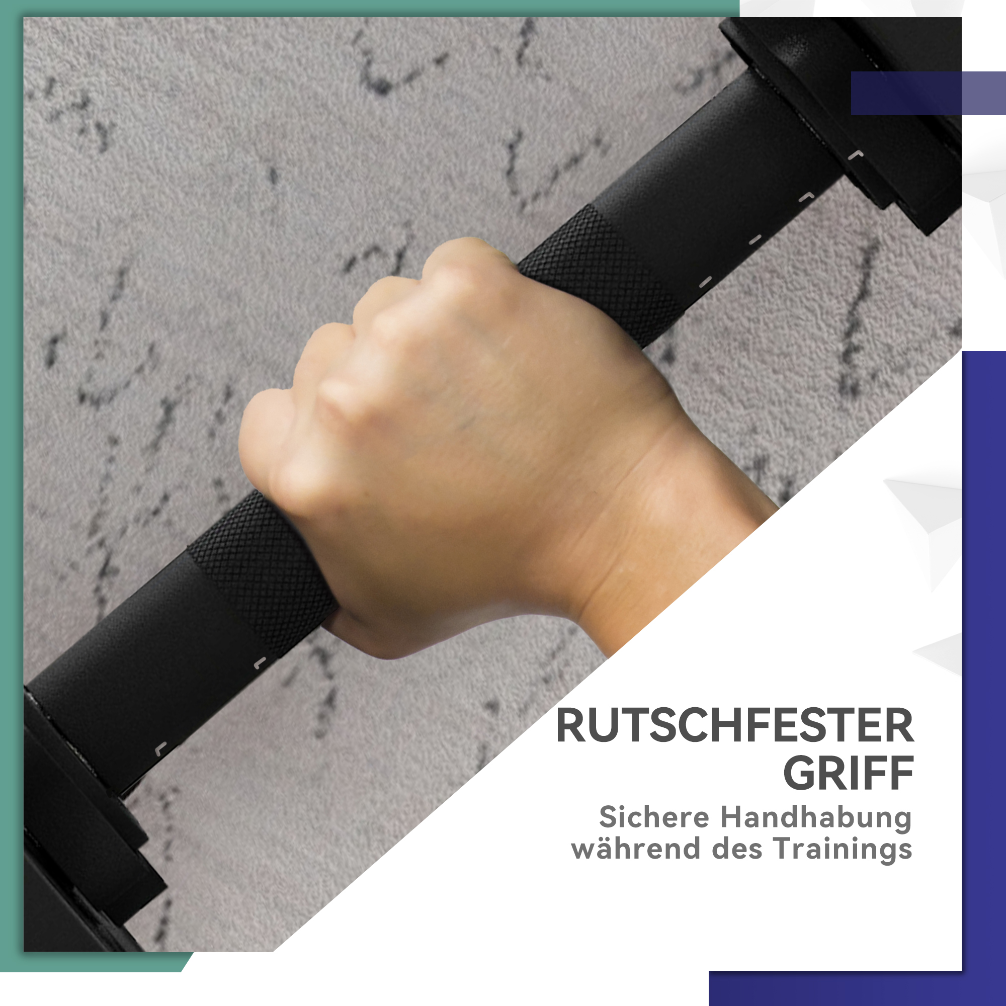 2-in-1 Hantel-Set, Lang- & Kurzhantel, 20 kg, rutschfest, bodenschonend, Schwarz/Grün