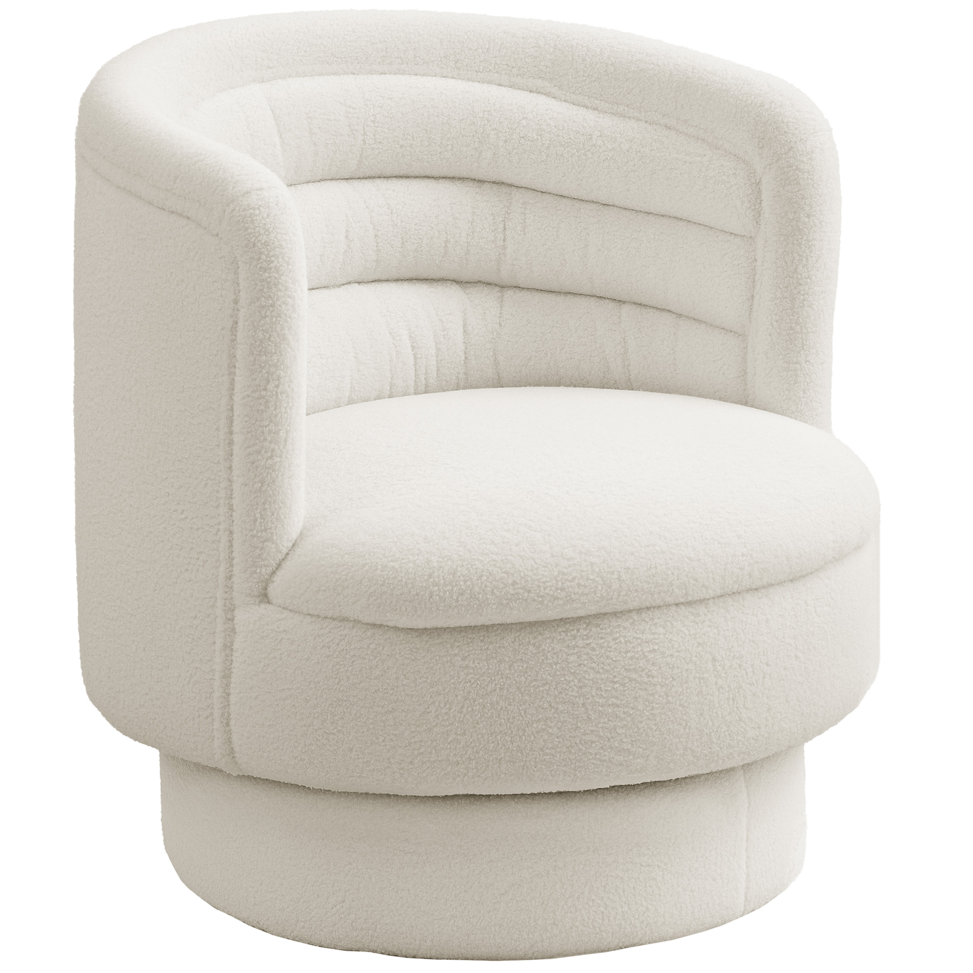 Drehbarer Polstersessel, Moderner Lounge-Sessel mit Kautschukholzrahmen, für Wohnzimmer, Schlafzimmer, Cremeweiß
