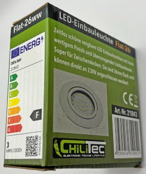 LED-Einbauleuchte "Flat-26" warmweiß / 80x26mm, 3W, 370lm, weißes Gehäuse