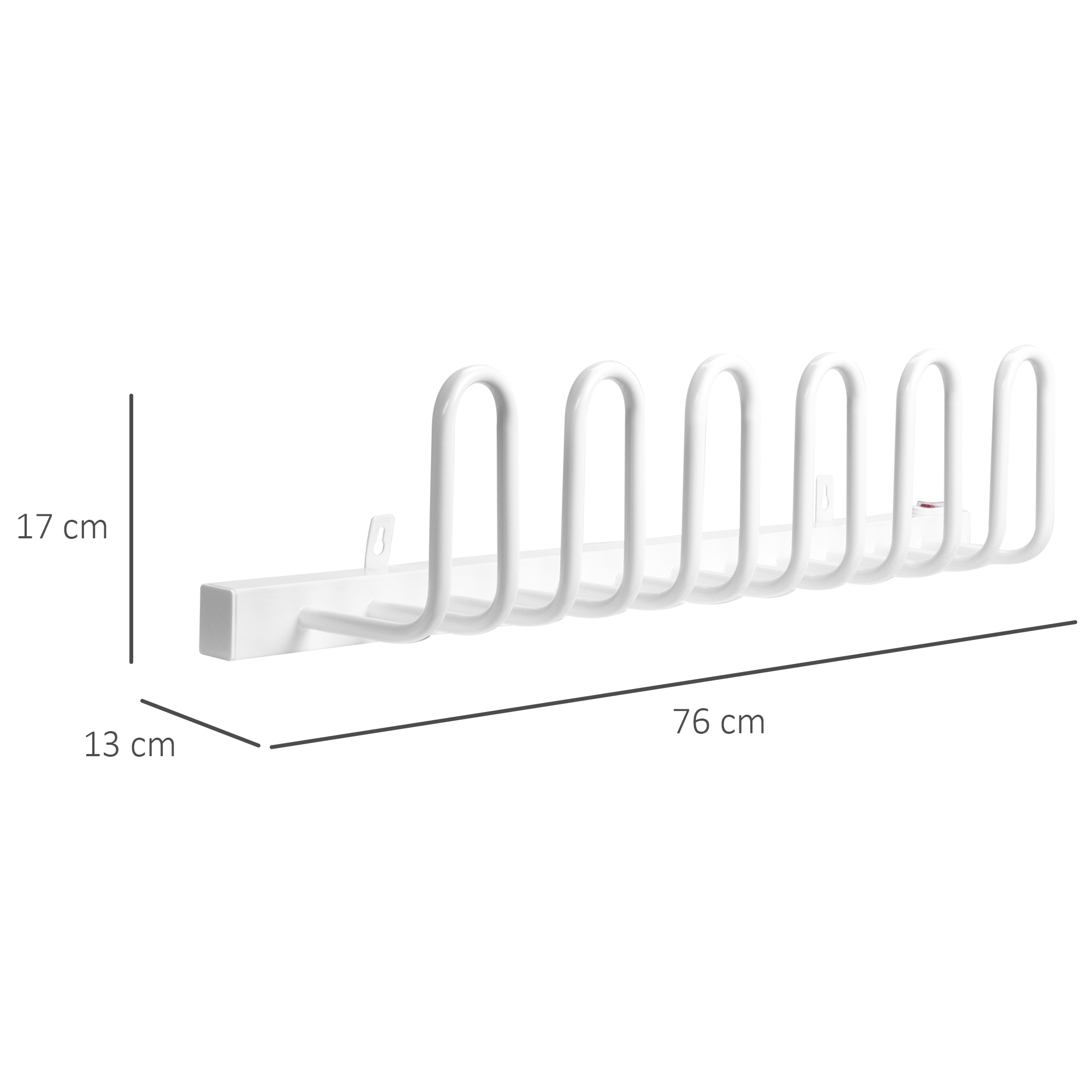 Schuhtrockner, elektrisch, Temperatur bis 55° C, Wandmontage, Stahl, weiß, 76 x 13 x 17cm