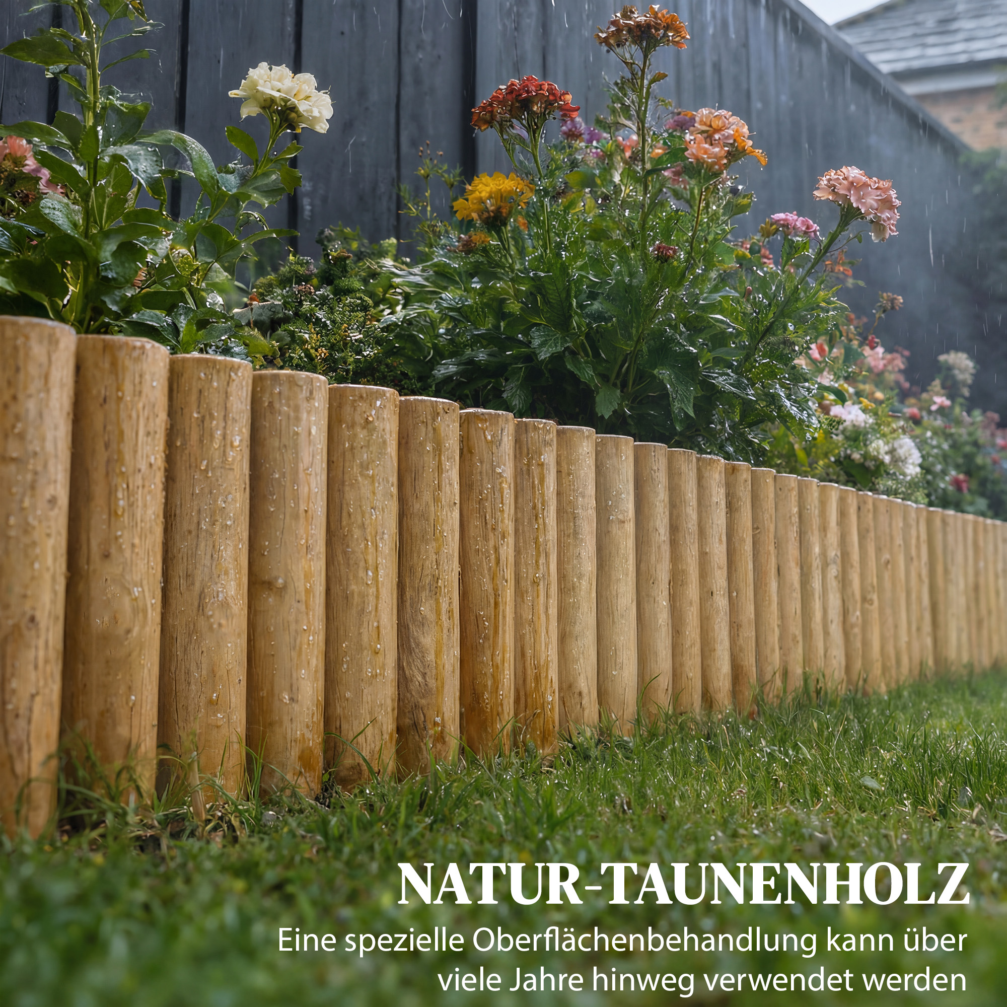 Gartenzaun Zaun aus Holz 176 cm x 30 cm Zaunelemente Hundezaun für Garten Blumenbeete Tierbarriere
