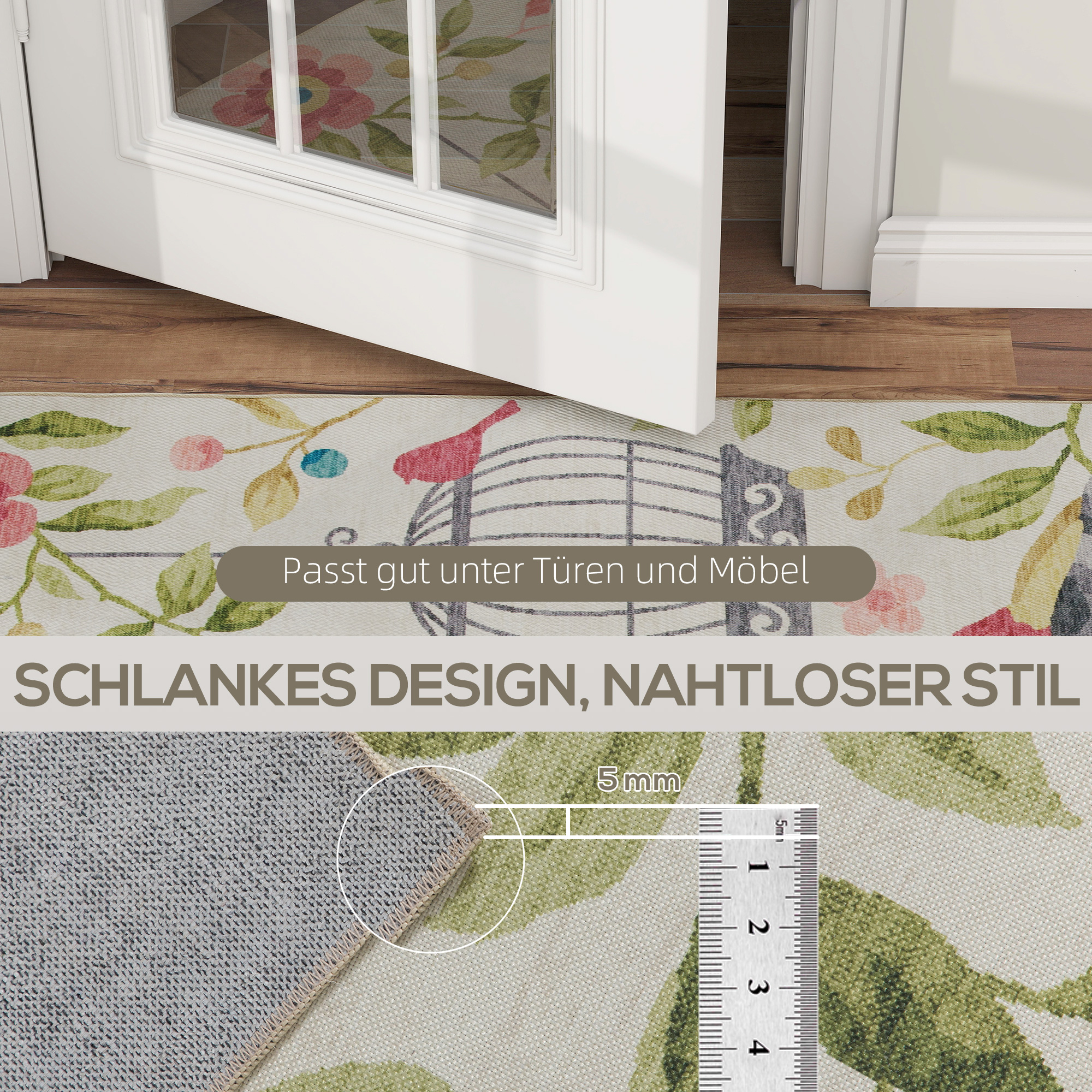 Landteppich, vielseitig einsetzbar, Polyester, leichte Pflege, rutschfest, Bunt