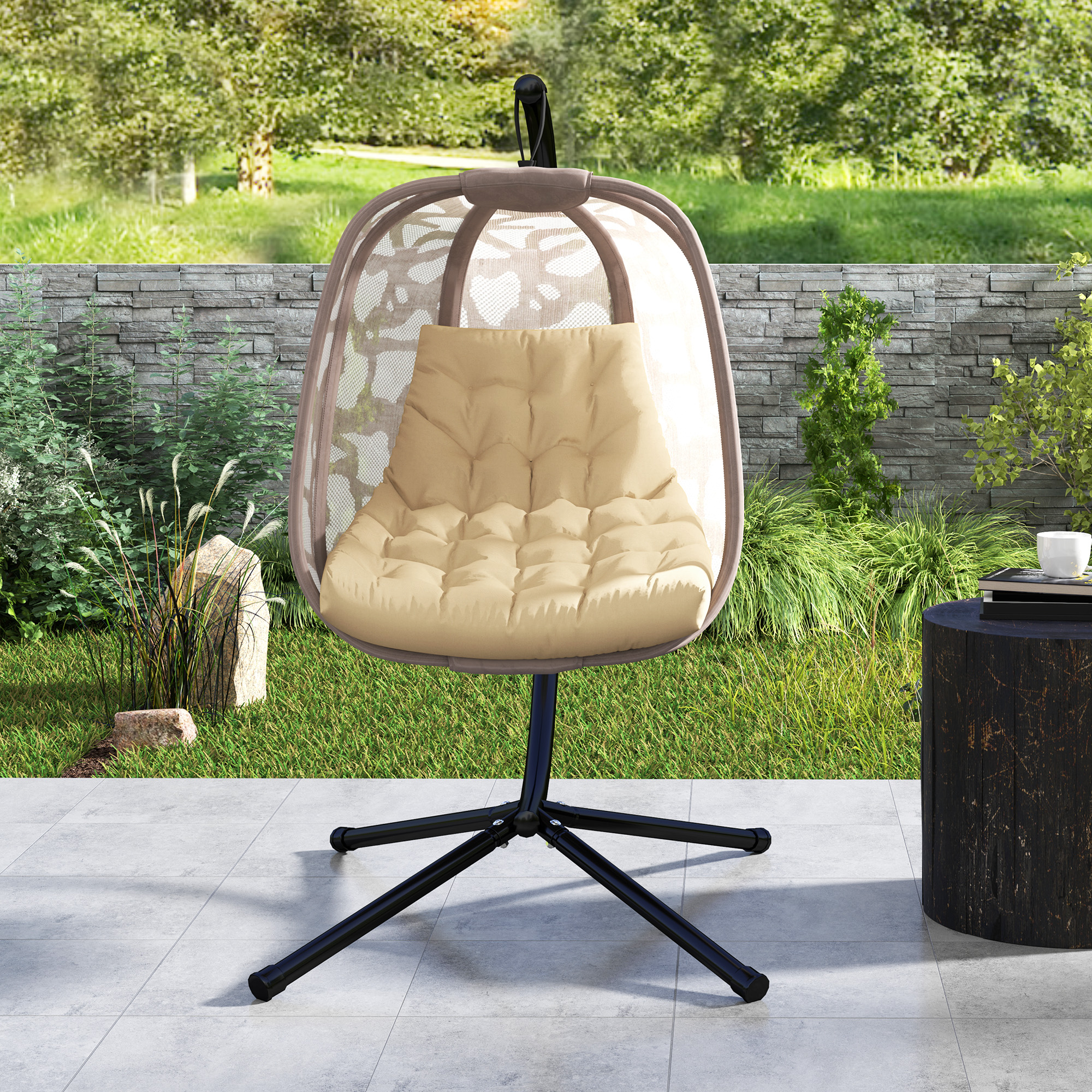 Sitzkissen, Außensitzkissen für Hängekorb und Schaukelstühle, Outdoor-Polsterkissen, Beige
