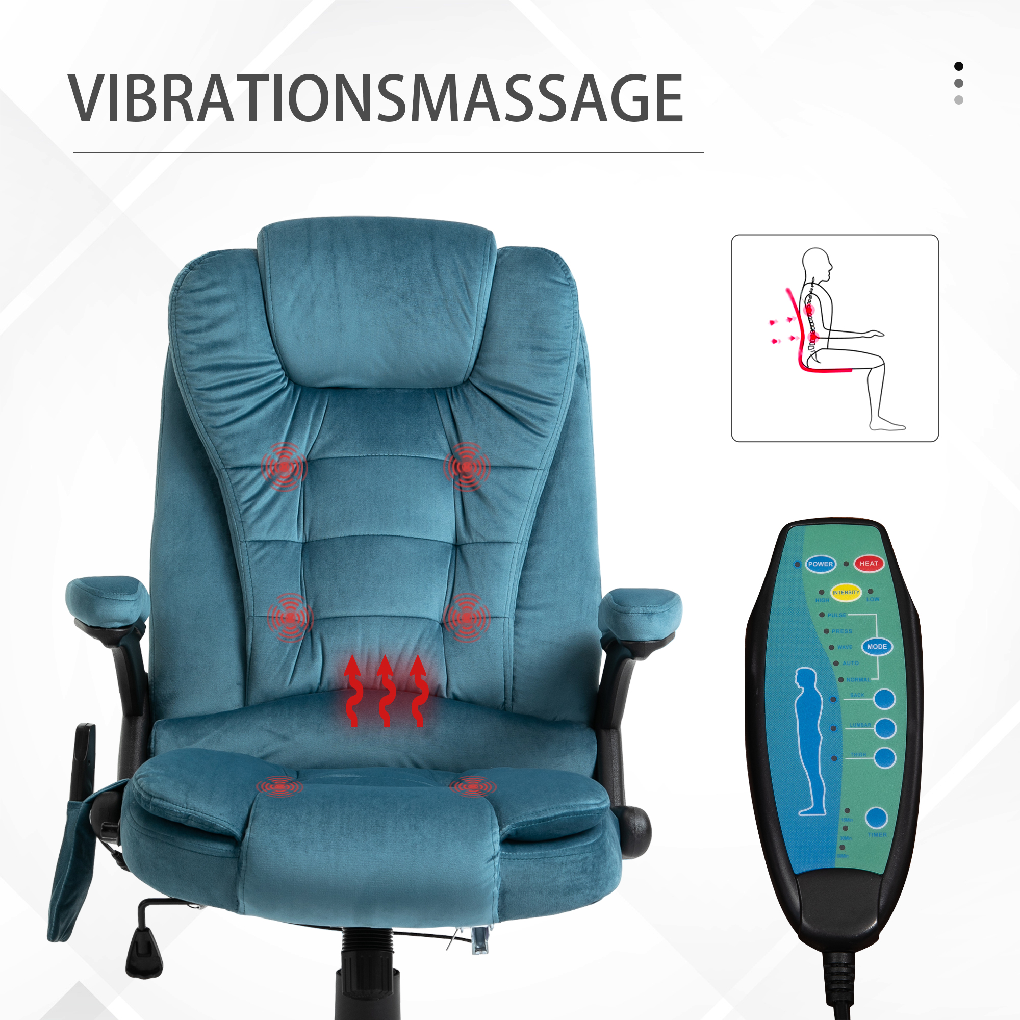 Massagesessel Chefsessel Gamingstuhl Massagebürostuhl Blau
