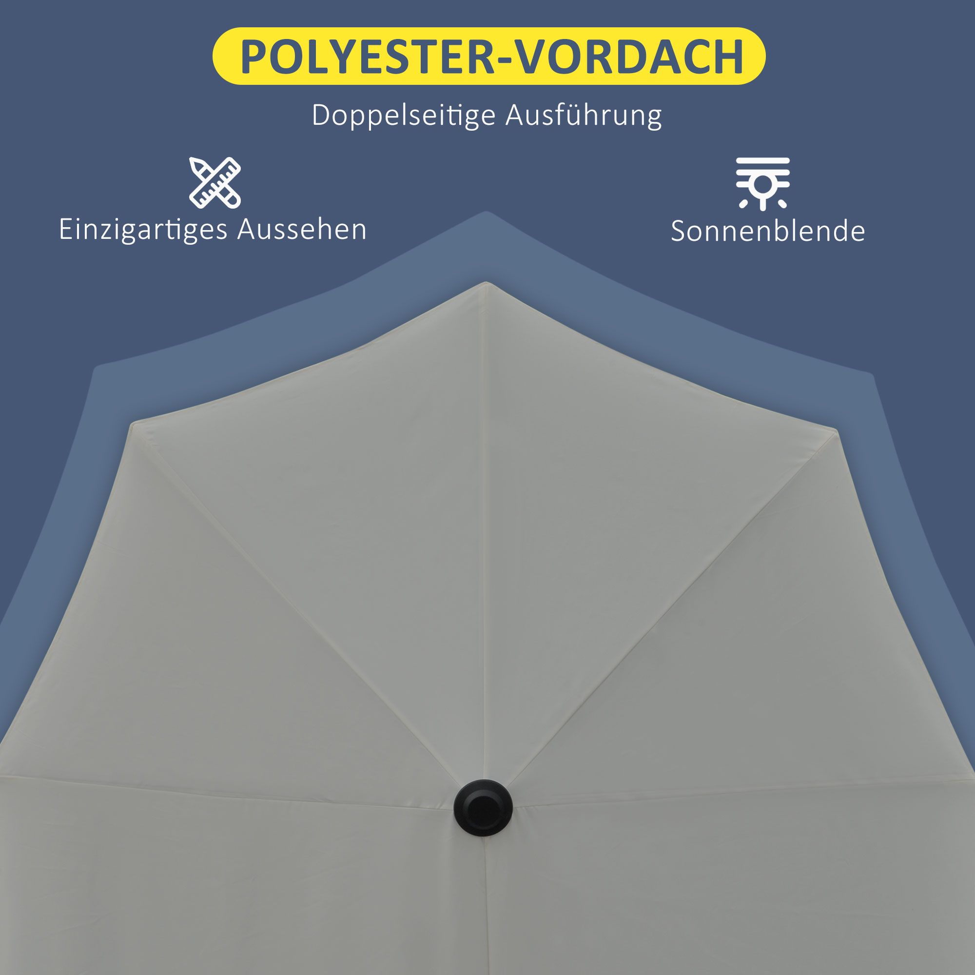 2 x 2 m Sonnenschirm Halbrundschirm Balkonschirm mit Halterung wasserabweisend für Garten Terrassen Höfe 100% Polyester Dunkelgrau