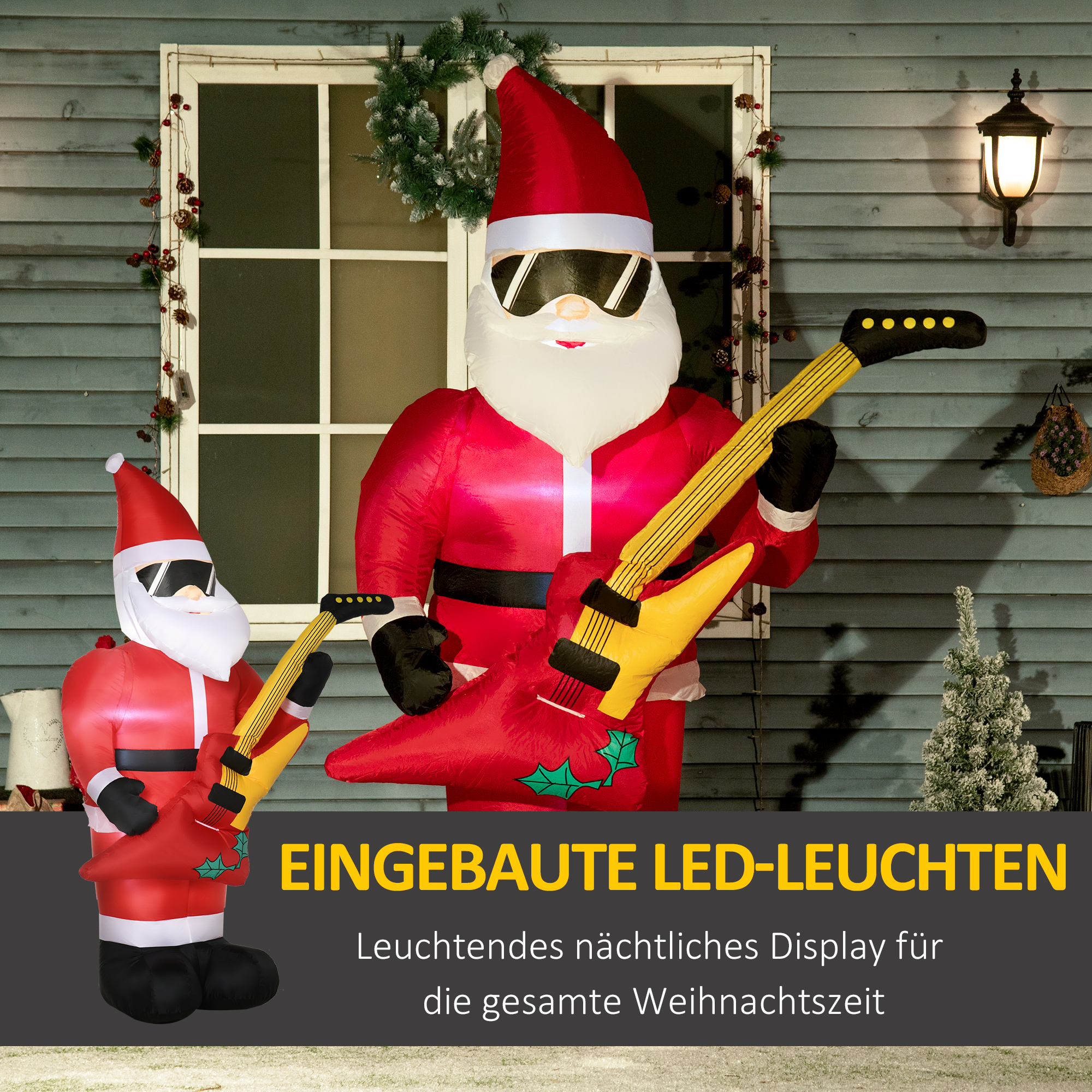 Weihnachtsdeko Aufblasbarer Weihnachtsmann Outdoor-Weihnachtsdekoration, inkl. Gebläse, 140 m, Rot + Weiß
