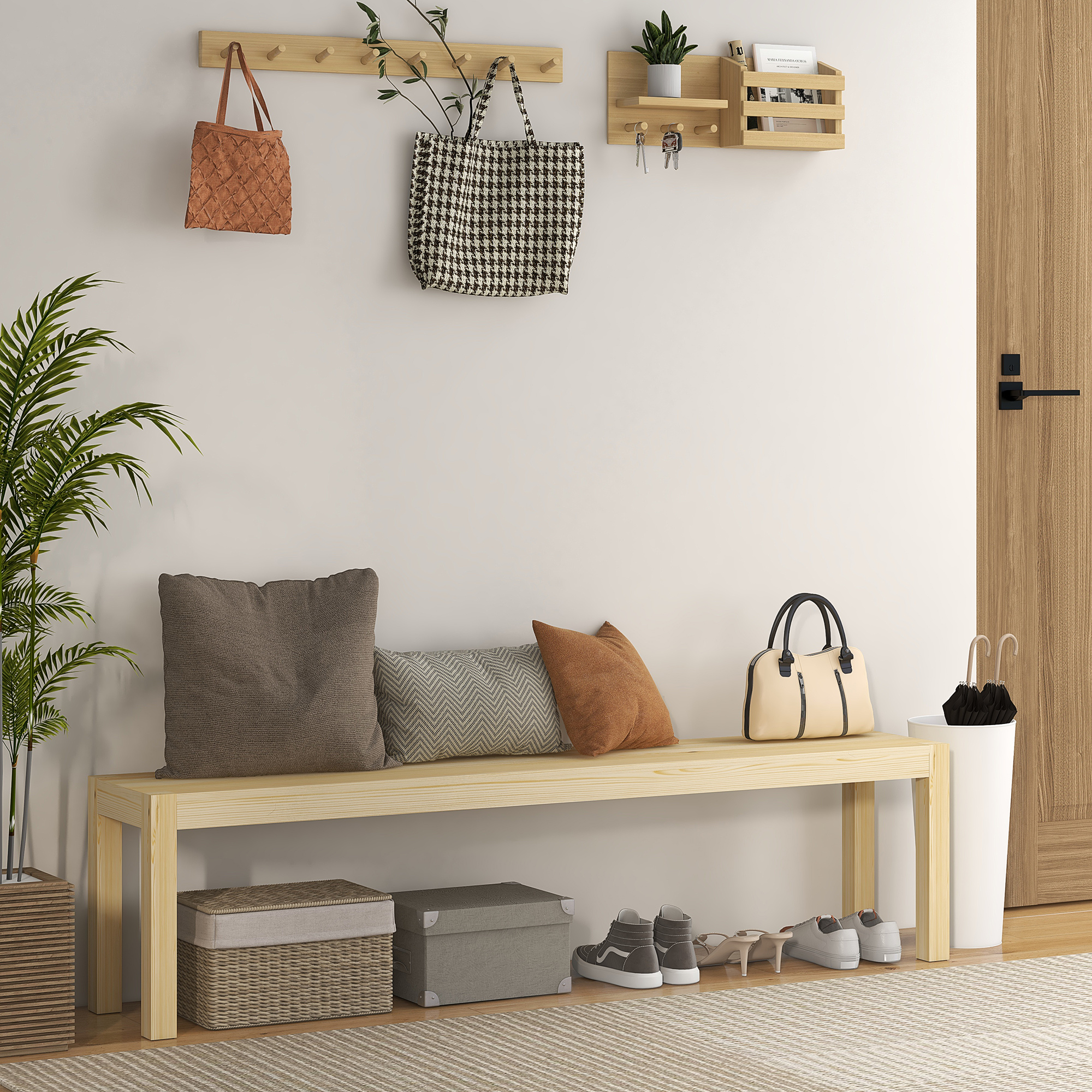 Sitzbank, Platz für 3 Personen, bis 330 kg, Kiefernholz, 175x33x45 cm