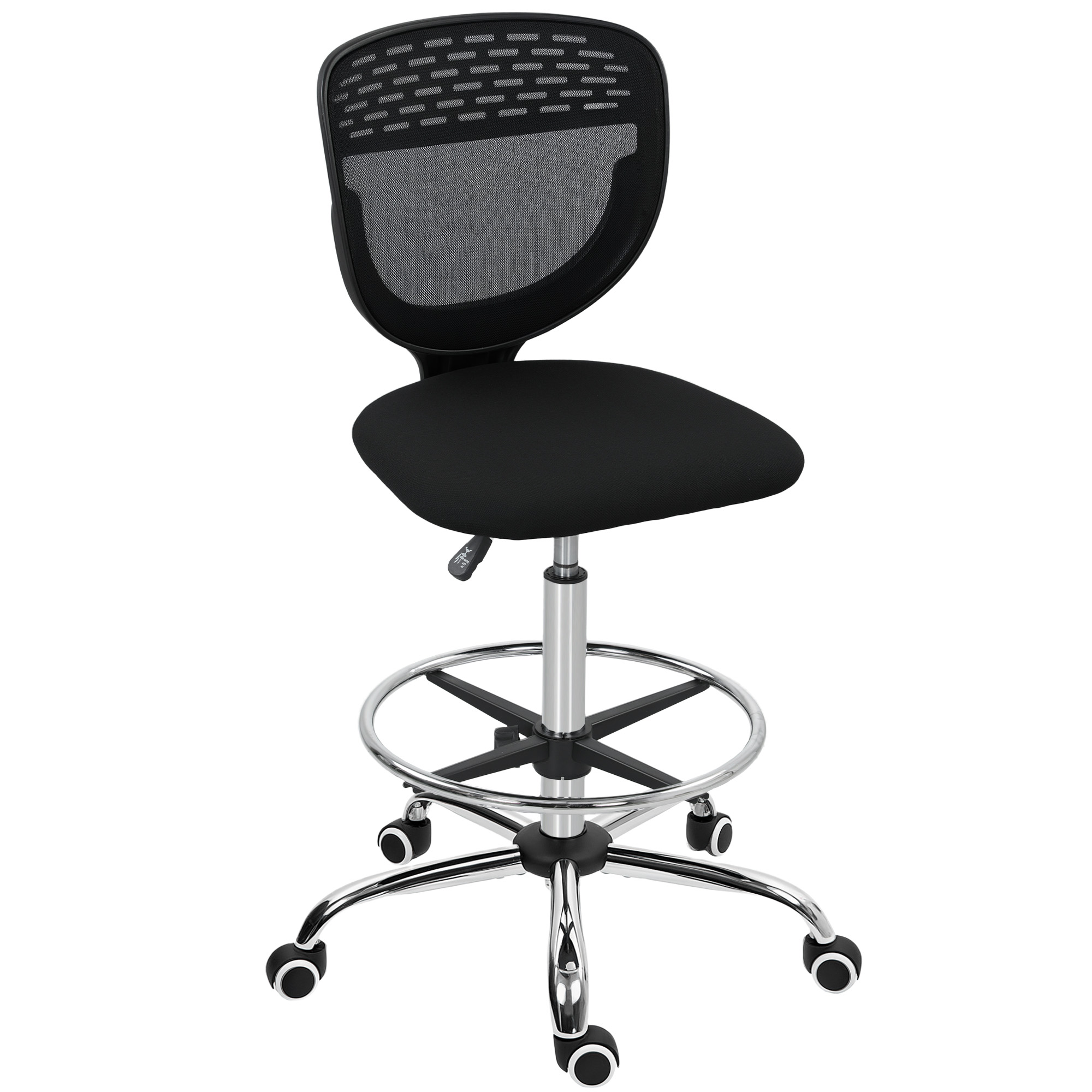 Bürostuhl, Arbeitsstuhl, Schreibtischstuhl, höhenverstellbar, gepolstert, Schwarz