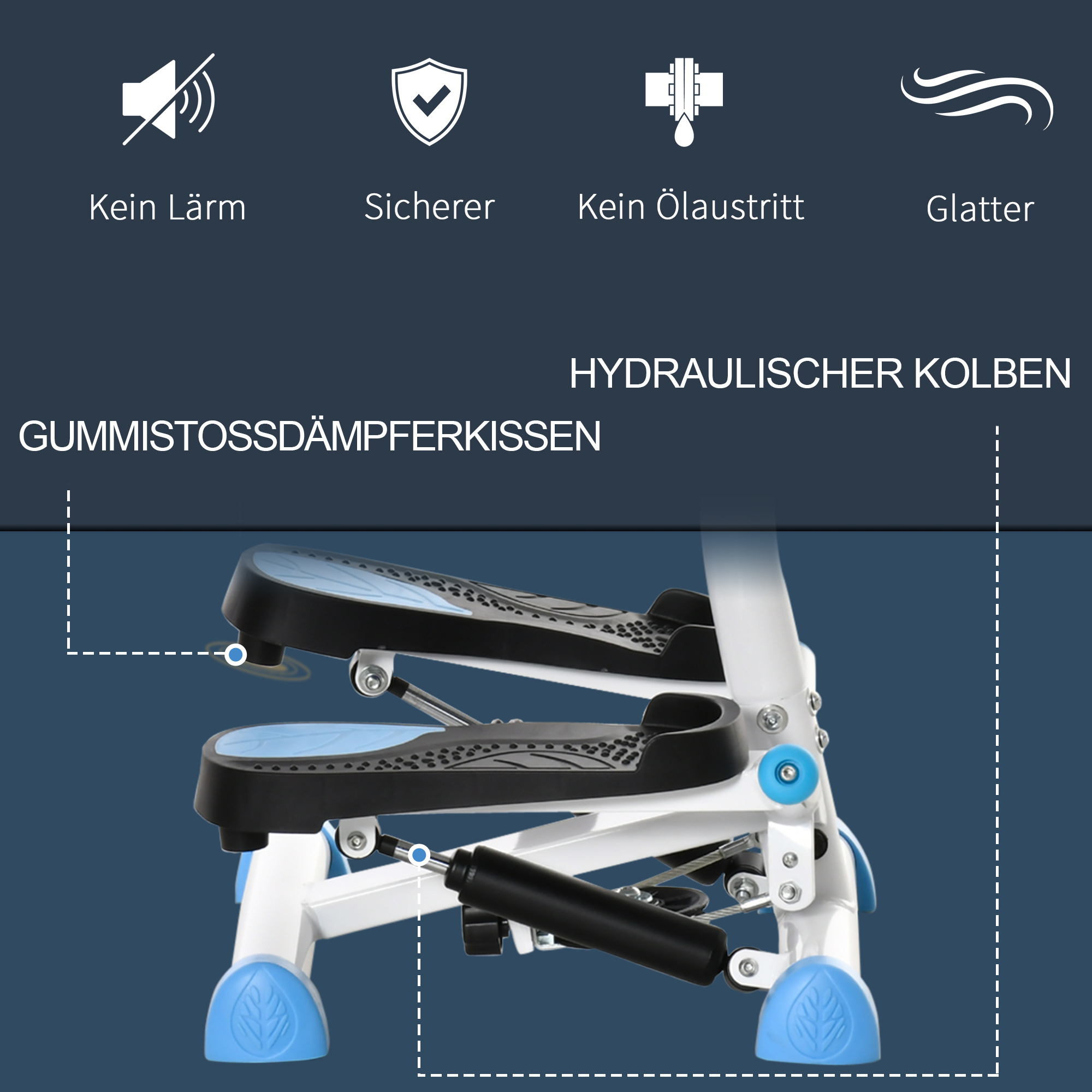 Stepper Fitnessgerät, LCD-Monitor, rutschfeste Pedale, Stahl und ABS, 55x44x108 cm, bis 100 kg