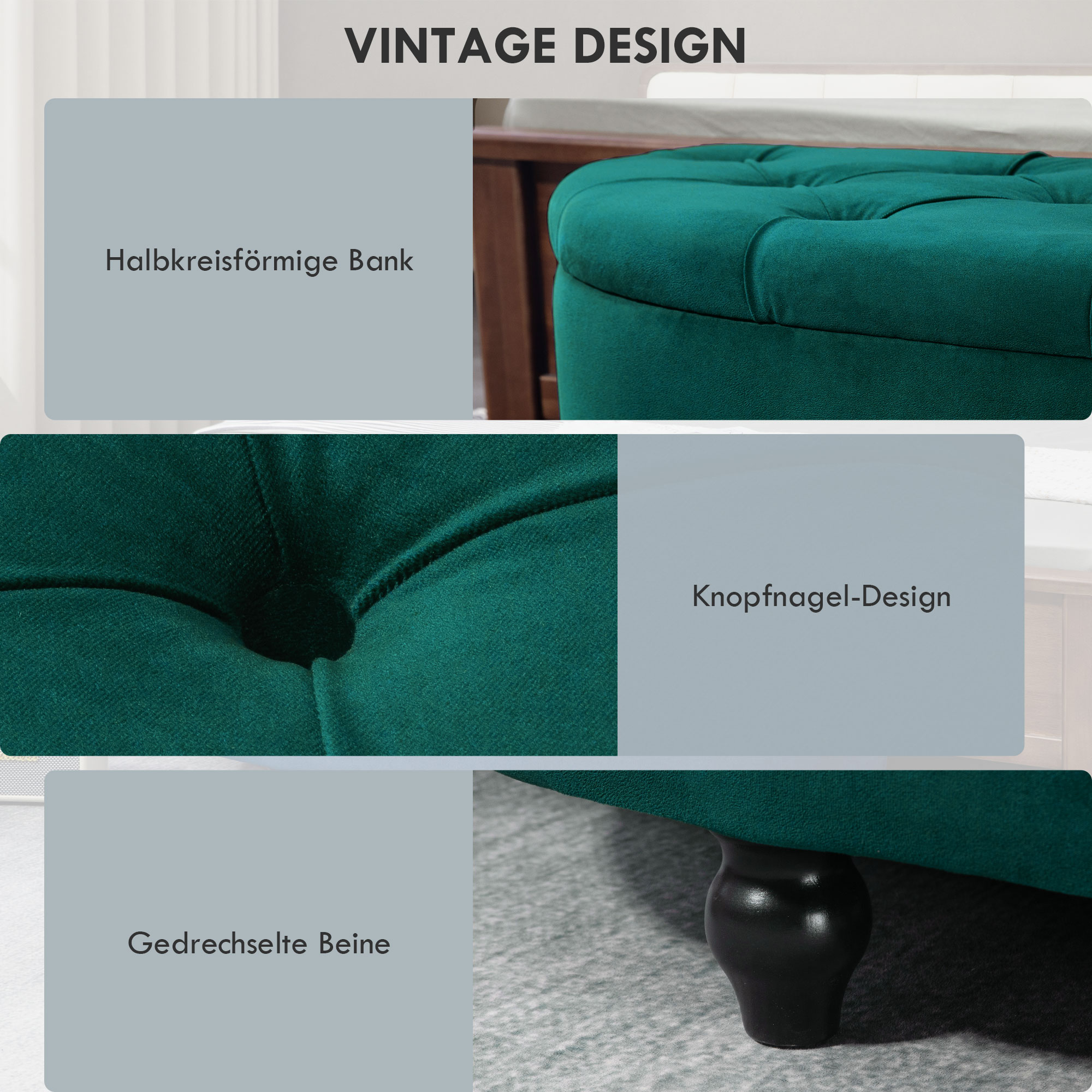 Hocker mit Stauraum, Sitztruhe, gepolstert, soft-close Deckel, Samtoptik, 120 x 46 x 42 cm, Dunkelgrau