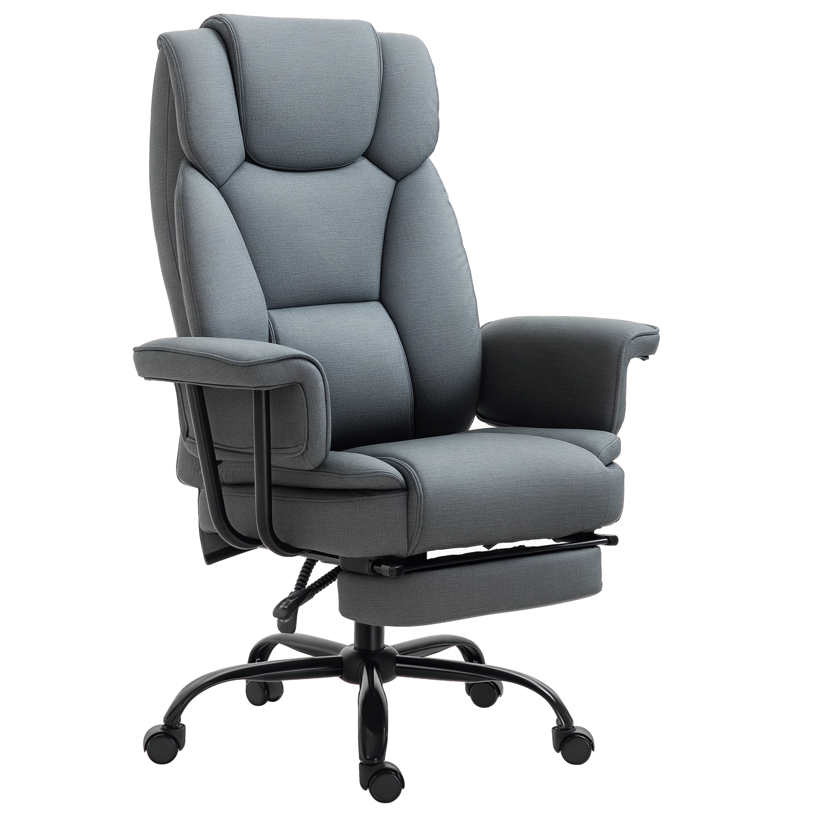Bürostuhl Ergonomischer Chefsessel 360° Drehbar Computerstuhl höhenverstellbar mit Kopfstütze und gepolsterte Armlehnen mit Fußstütze Kunstleder 68 x 80 x 120–126 cm