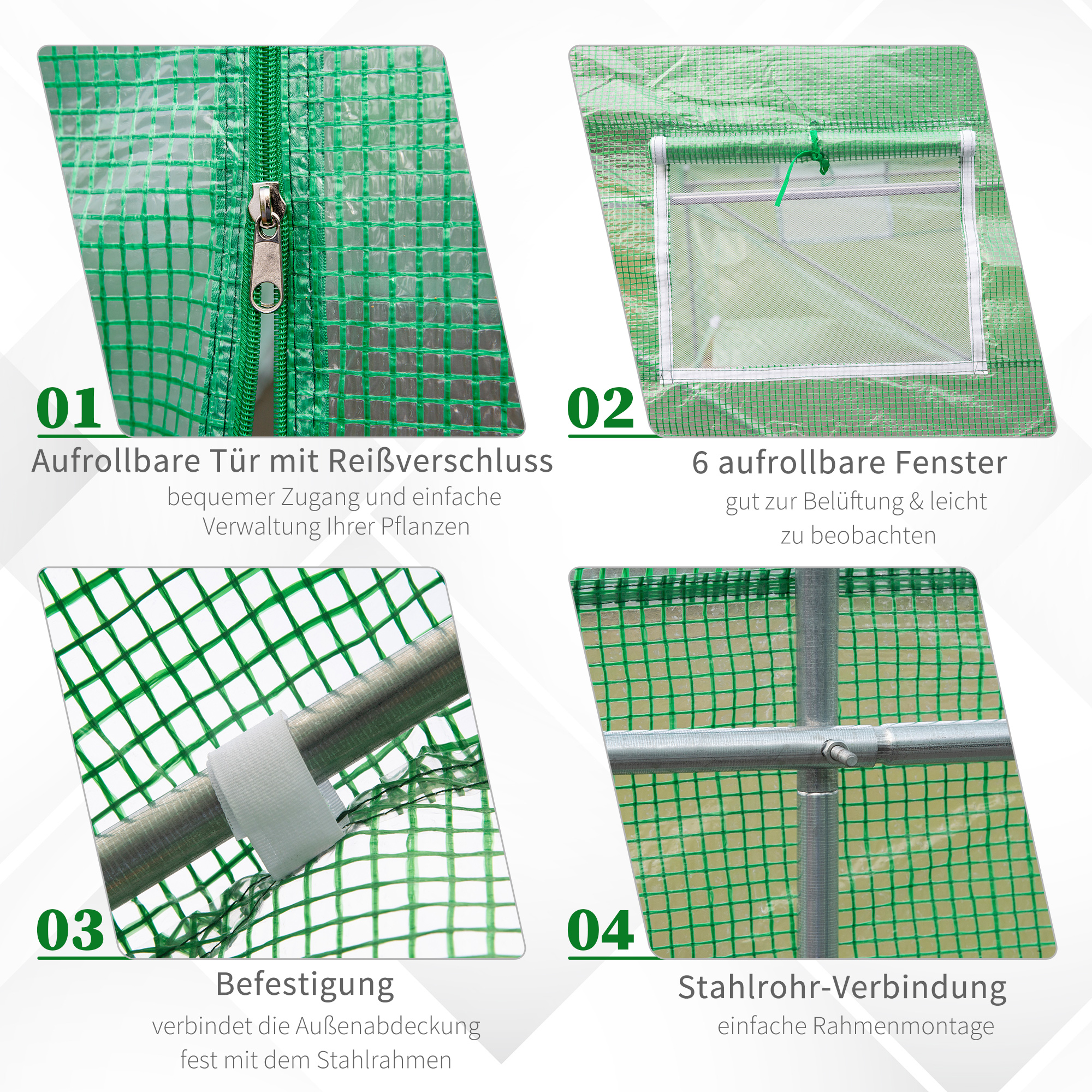 Folien Gewächshaus Foliengewächshaus Treibhaus Frühbeet Pflanzenhaus Tomatenhaus Giebeldach  350L × 300B × 200H cm