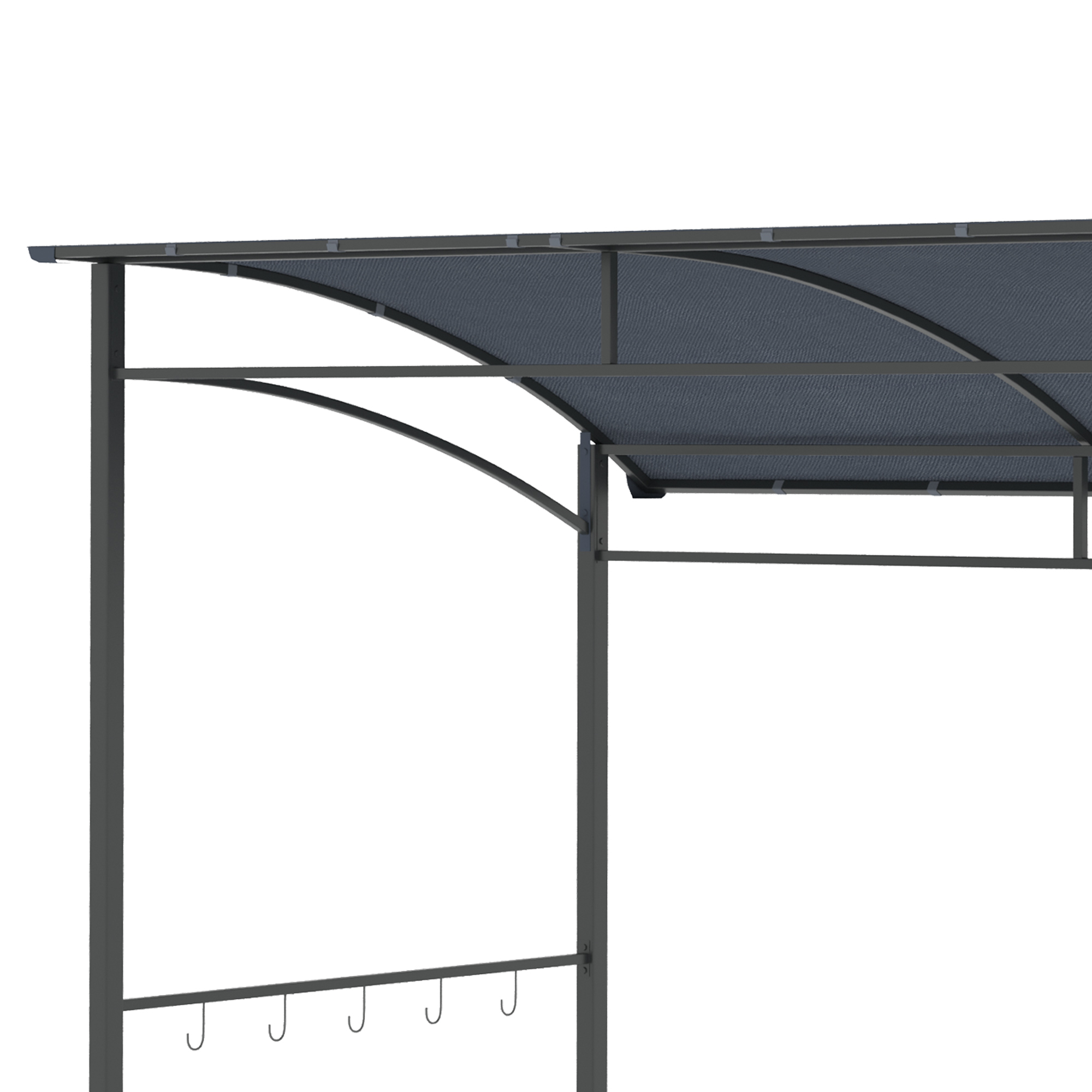 Grillpavillon, Grillüberdachung, Regenschutz, Haken für Utensilien, Stahlrahmen, grau, 215 x 150 x 174/220 cm