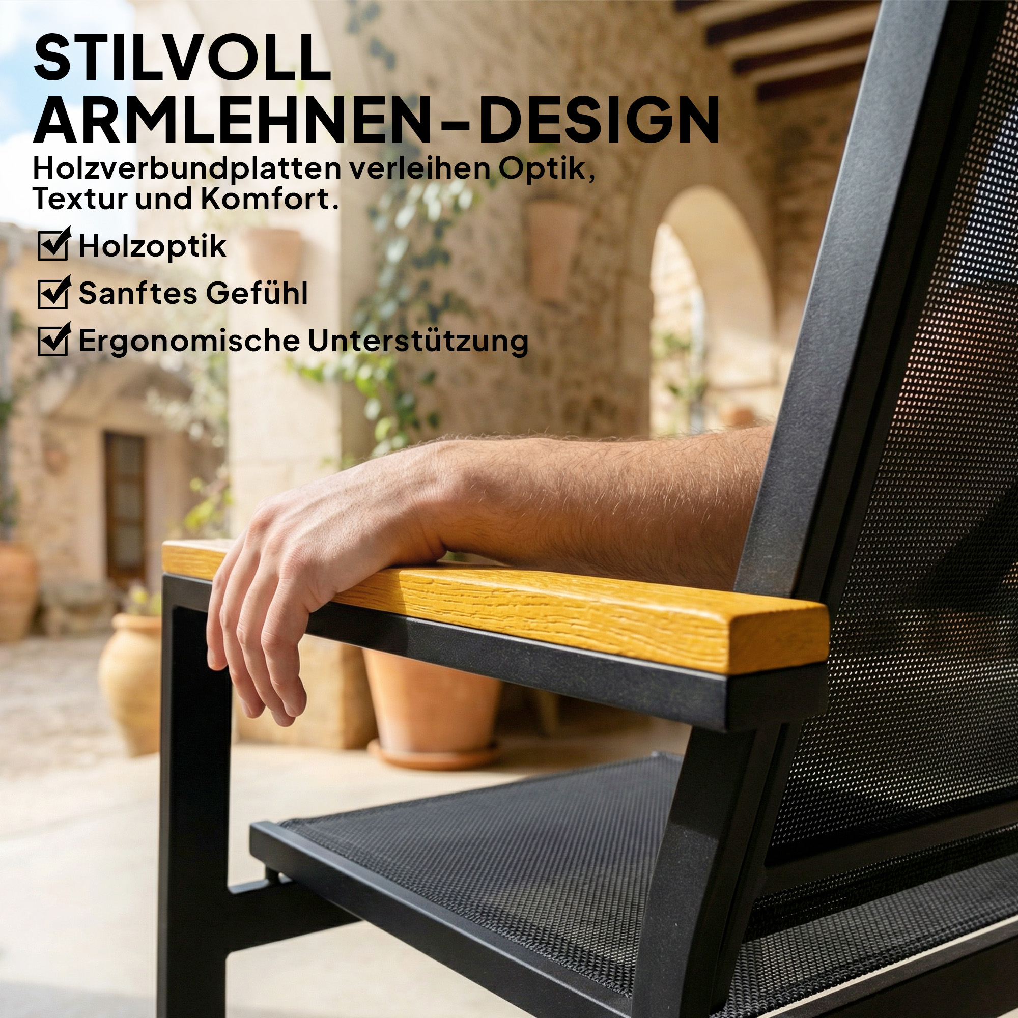 Gartenmöbel Set Metall Sitzgruppe für 4 Personen Gartenlounge mit 2er Sofa Stuhl Beistelltisch 110x63,5x84 cm Schwarz