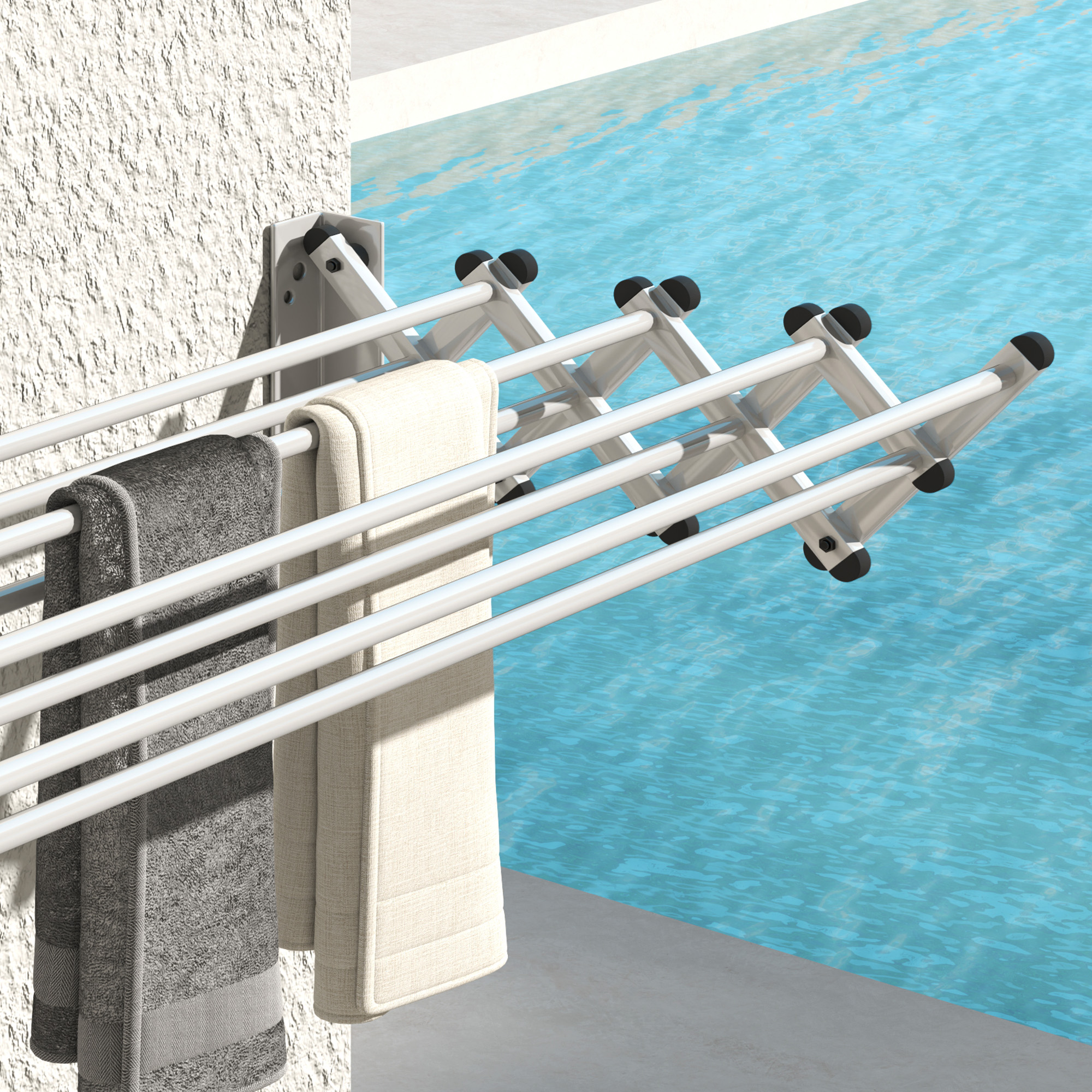 Handtuchhalter, Aluminium, verstellbar, für Innen- und Außenbereich, Silber