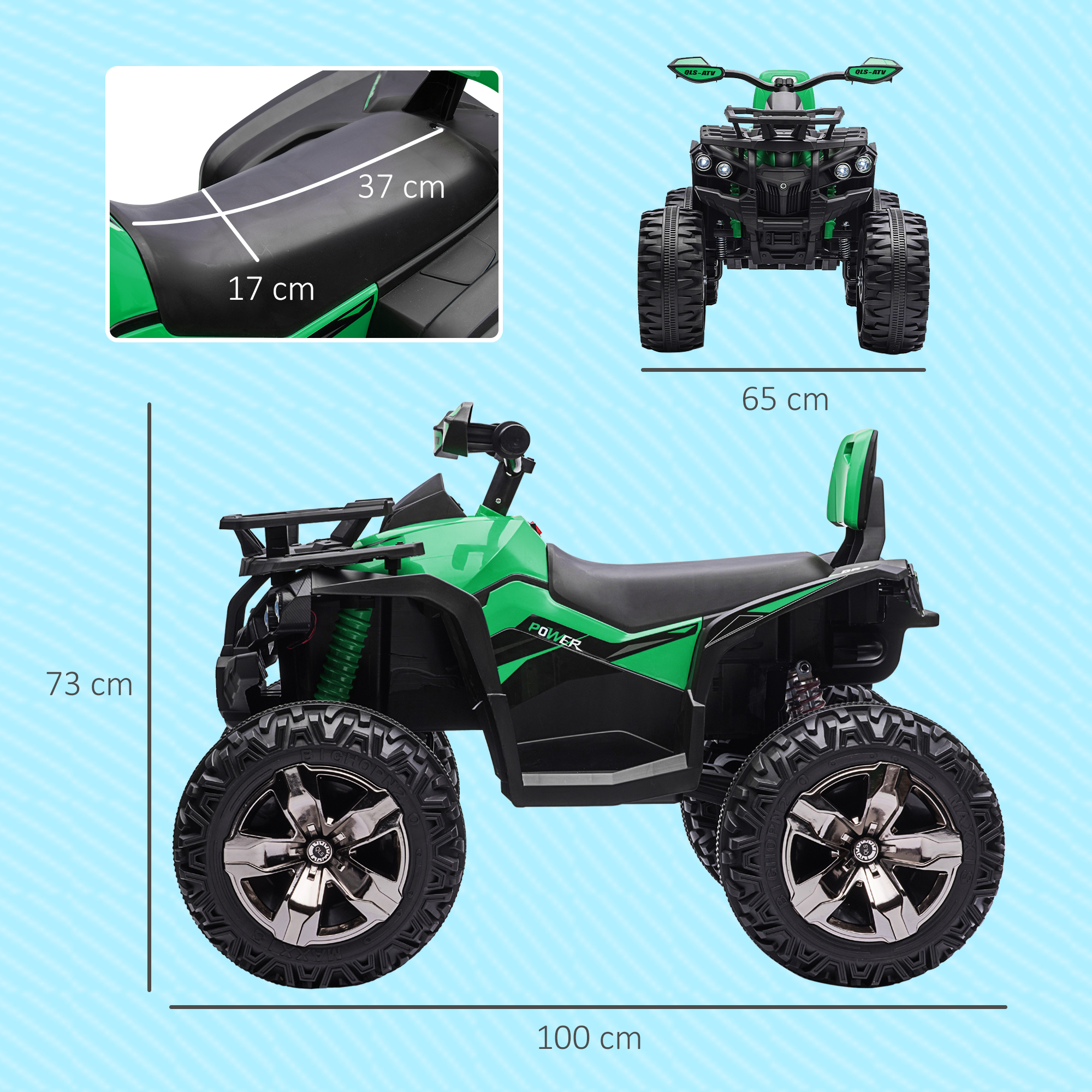 Elektroquad für Kinder, Licht & Musikanschluss, 3-8 km/h, für 3-5 Jahre, Grün