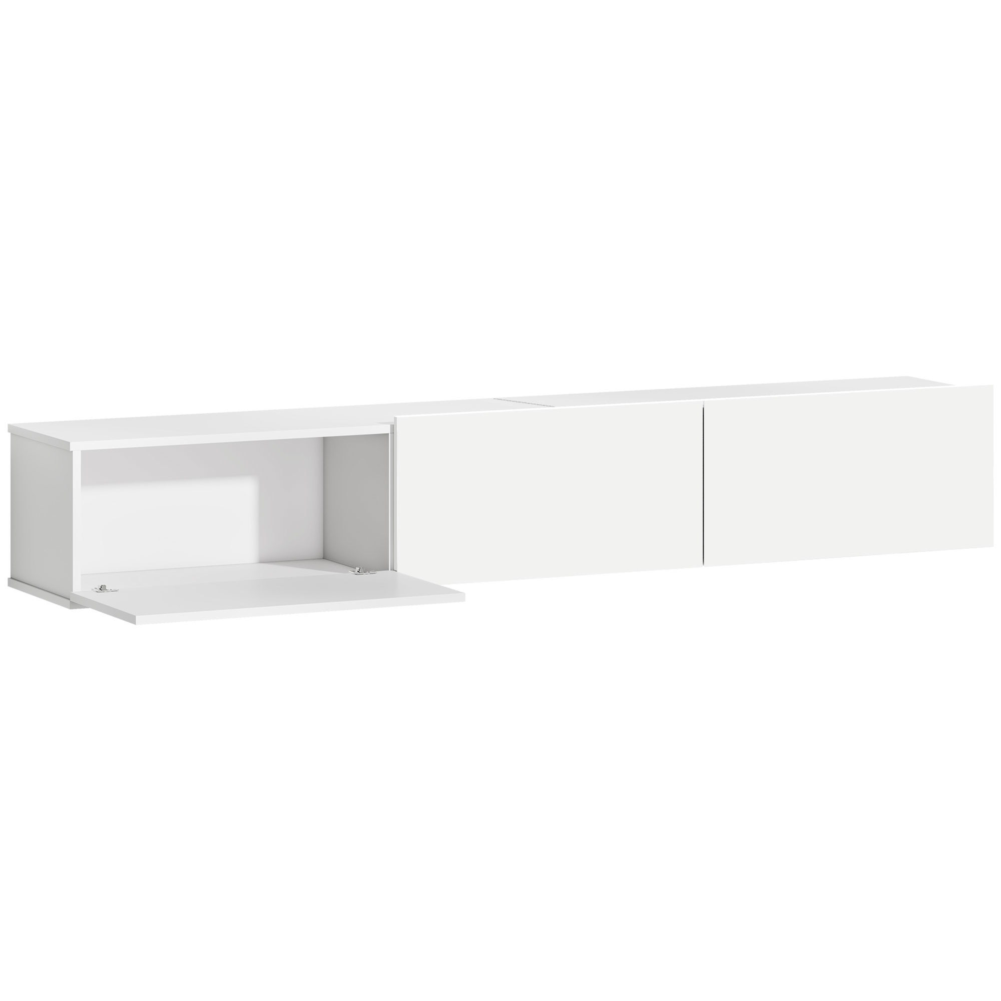 Schwebender TV-Schrank, Wandmontage, 3 Schubladen, viel Stauraum, 180 cm, Weiß