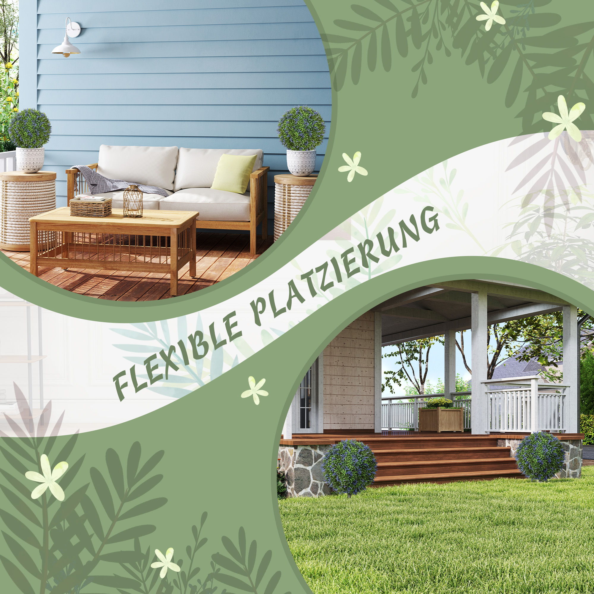 2-teiliges Kunstbaum-Set, Künstliche Lavendelbäume, Erdspieße, UV-beständig