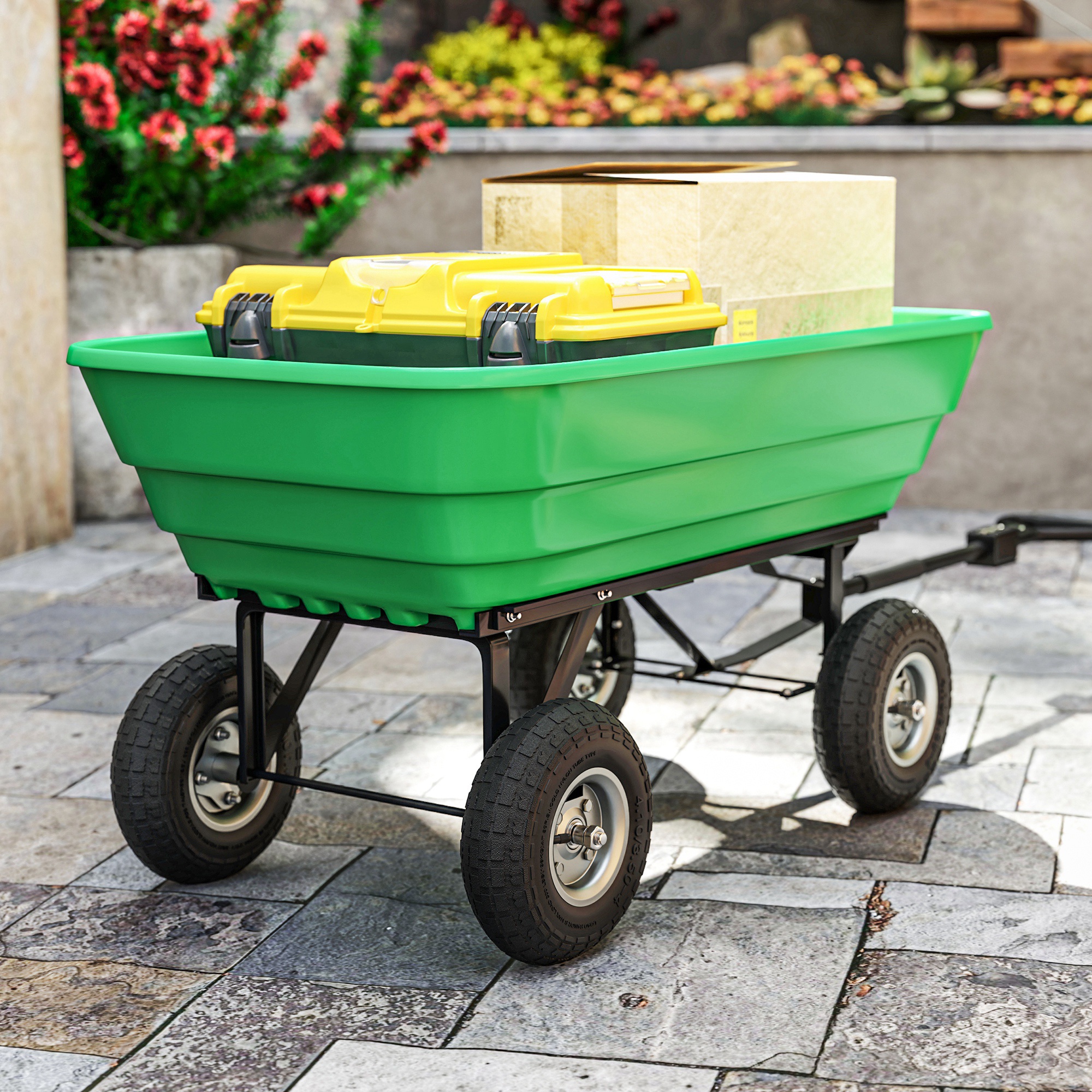 Schubkarrenrad 4er Set Ersatzrad 80 kg Ø 255 mm Vollgummi Luftreifen mit Schlauch Kugellager Schwarz