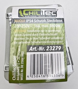NUQUI Feuchtraum Steckdose / IP54, Aufputz, 250V~/ 16A