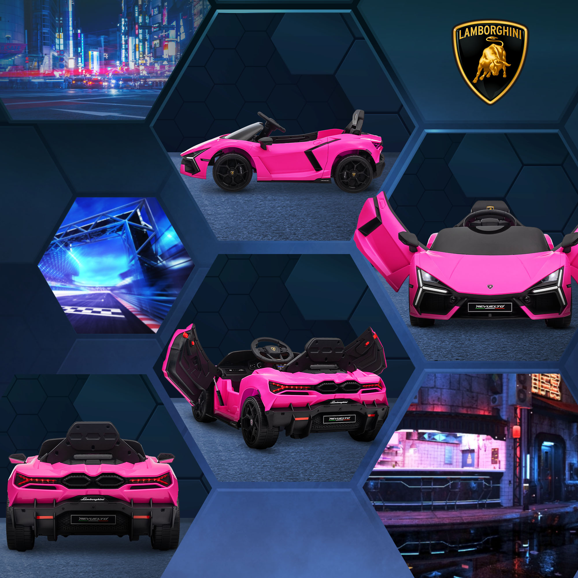 Elektroauto für Kinder von 3-5 Jahren, sanfter Antrieb, fernsteuerbar, mit Hupe, Kunststoff und Metall, Rosa