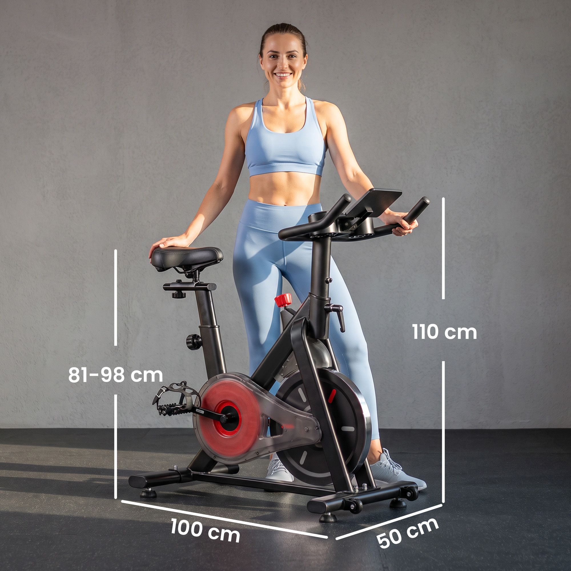 Heimtrainer Fahrrad Höhenverstellbar Hometrainer mit Magnetwiderstand APP verstellbarem Sitz LCD-Monitor Handyhalter