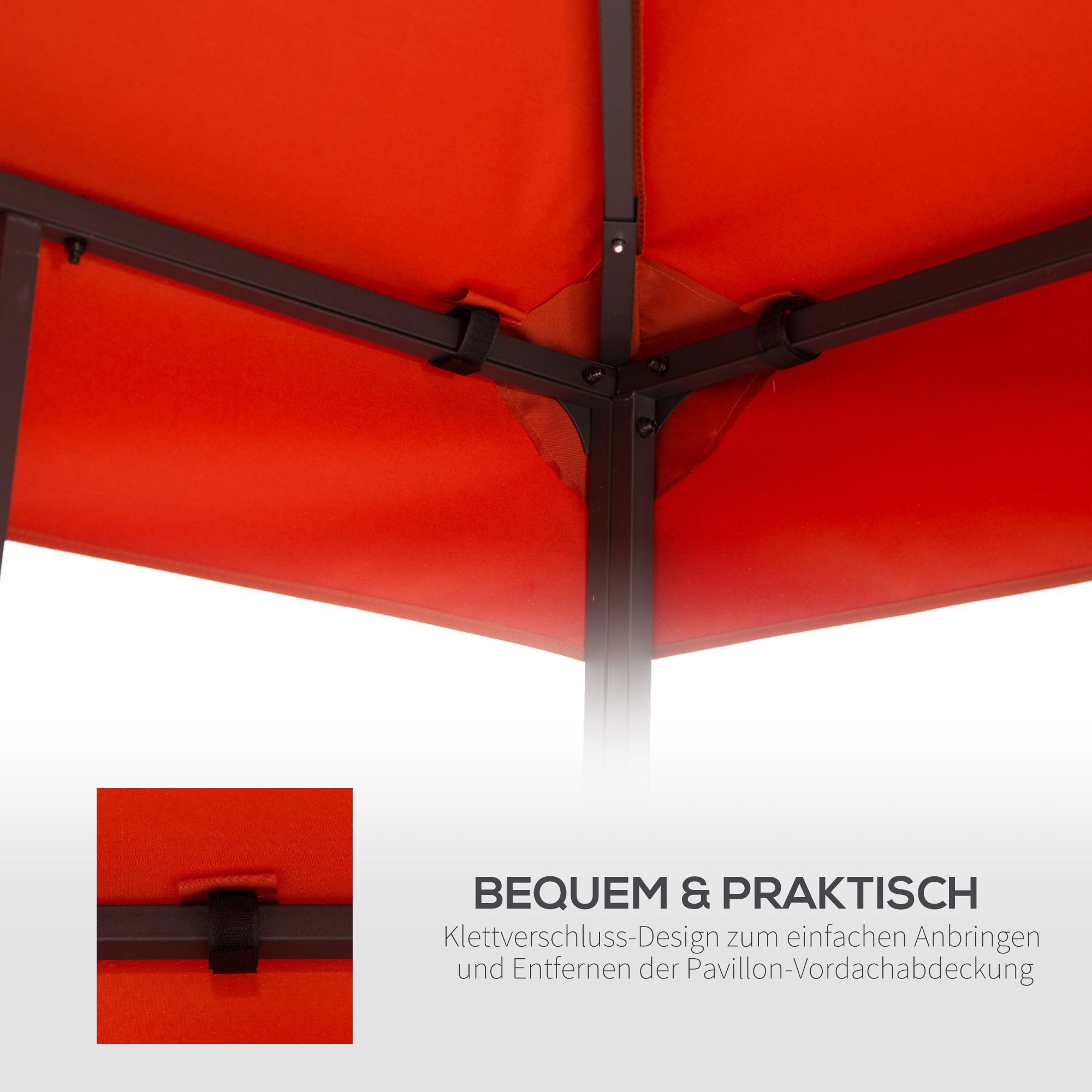 Ersatzdach für Pavillon 3x3m wasserabweisend Pavillondach für Metallpavillon Pavillon Ersatzdach Gartenpavillon Partyzelt Gartenzelt Polyester Rostrot