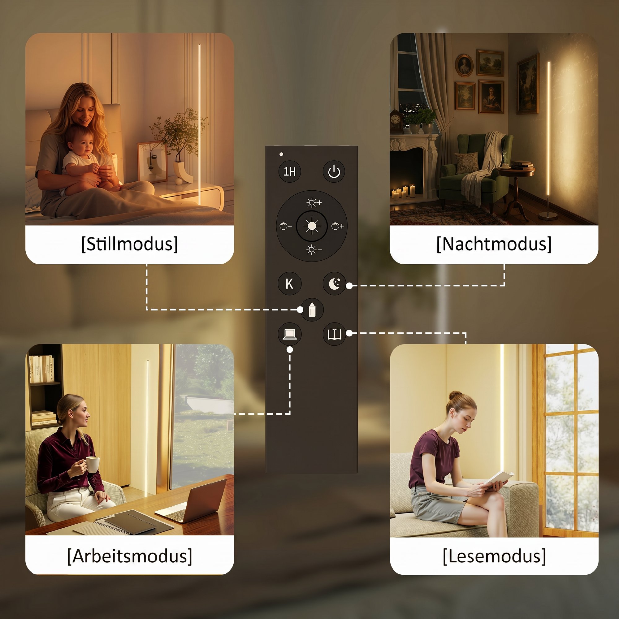LED Stehlampe Wohnzimmer mit einstellbarer Farbtemperatur für Schlafzimmer, Büro, 20 x 20 x 150 cm