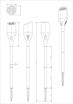 Solar LED-Fackel CT-BELO 64 / IP65, mit Erdspieß max. 64,5cm