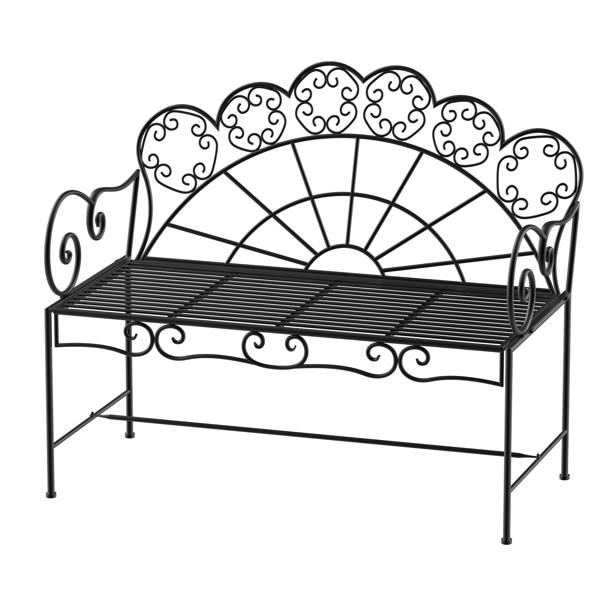 2-Sitzer Gartenbank robust, Parkbank rostfrei Sitzbank Bank Gartenmöbel für Terrasse, Garten und den generellen Außenbereich 107cm x 55,5cm x 90,5cm, Schwarz