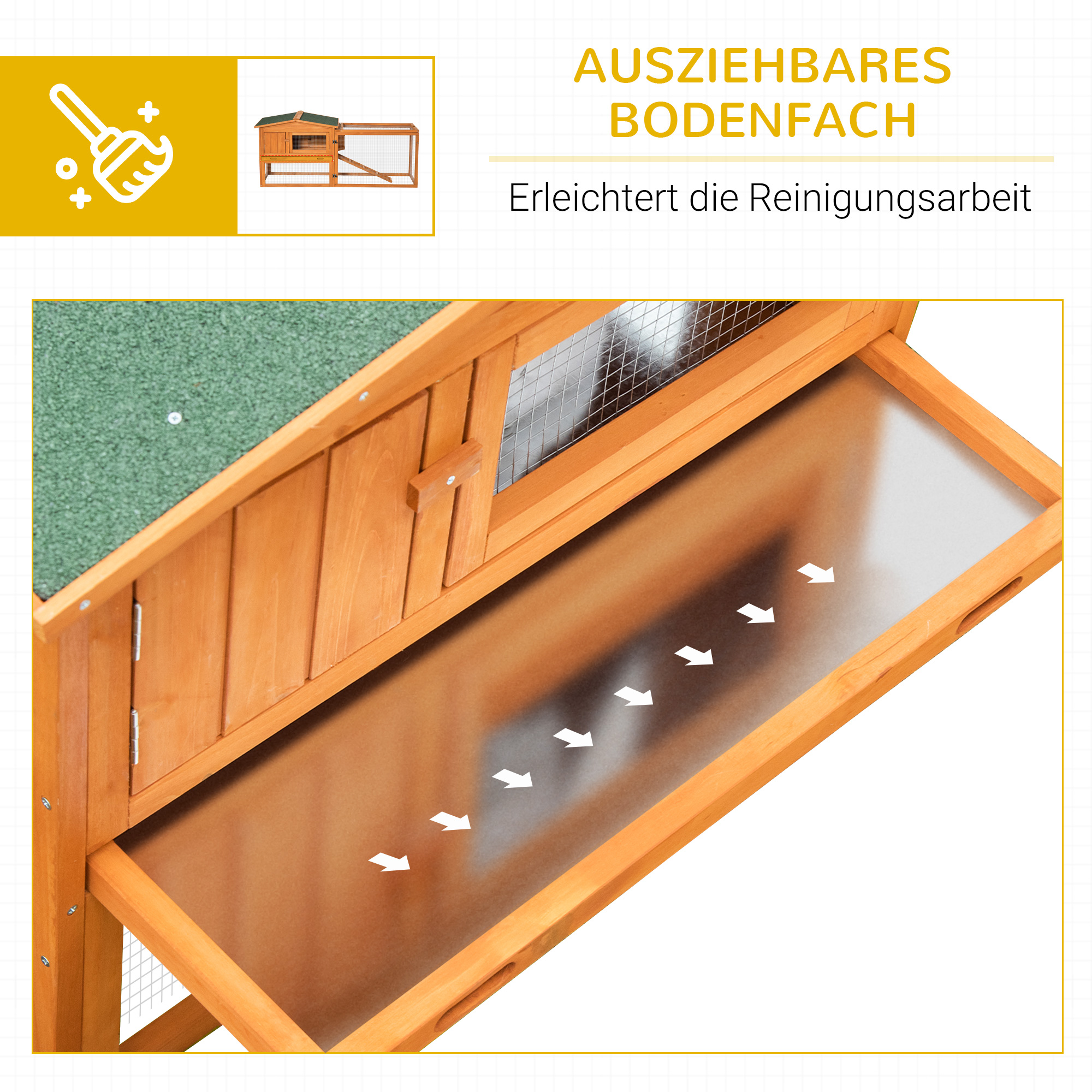 Kleintierstall Kleintierkäfig Kleintierhaus mit Asphaltdach Tannenholz Orange