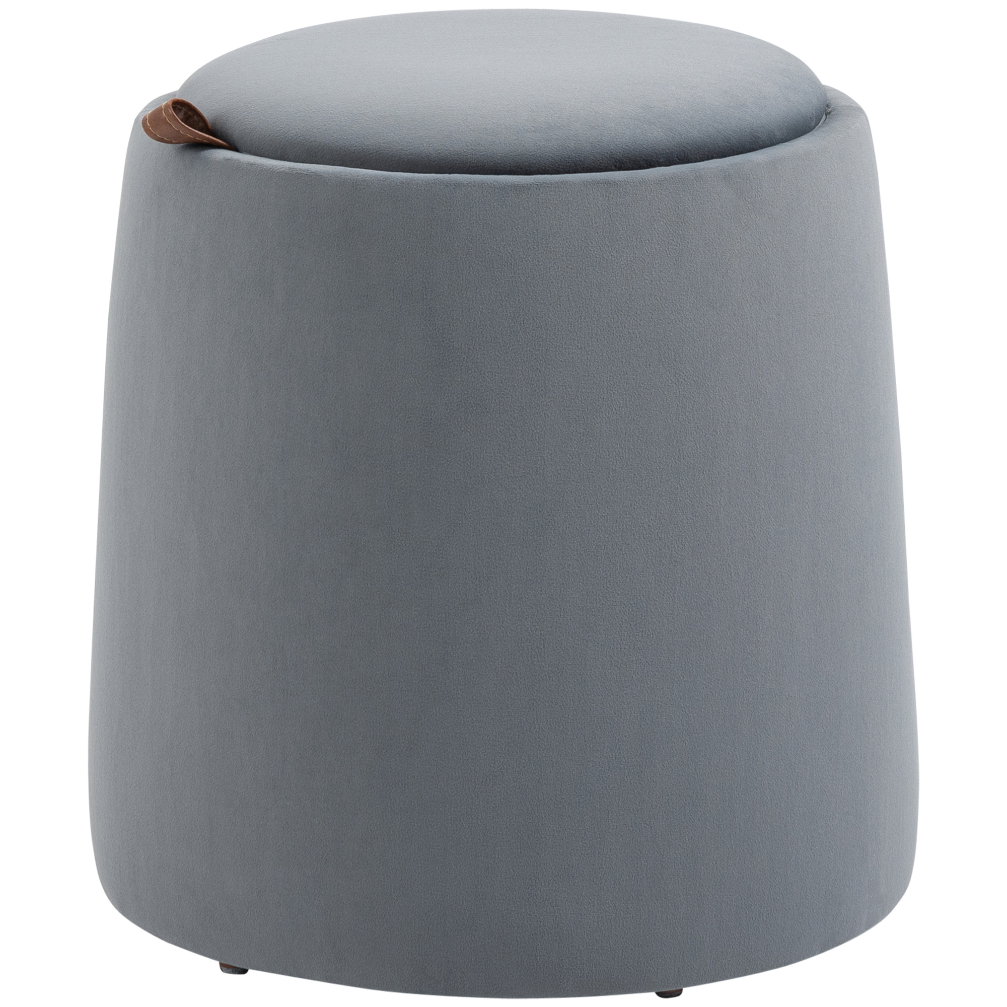 2-in-1 Hocker in Samtoptik inklusive Stauraum und abnehmbaren Deckel Ø44 cm x 47,5 cm Grau