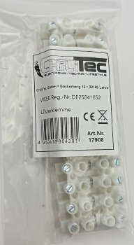 Lüsterklemmen für 2,5-4,0mm², 12 Klemmen / Messingeinsatz, transparent, steckbar