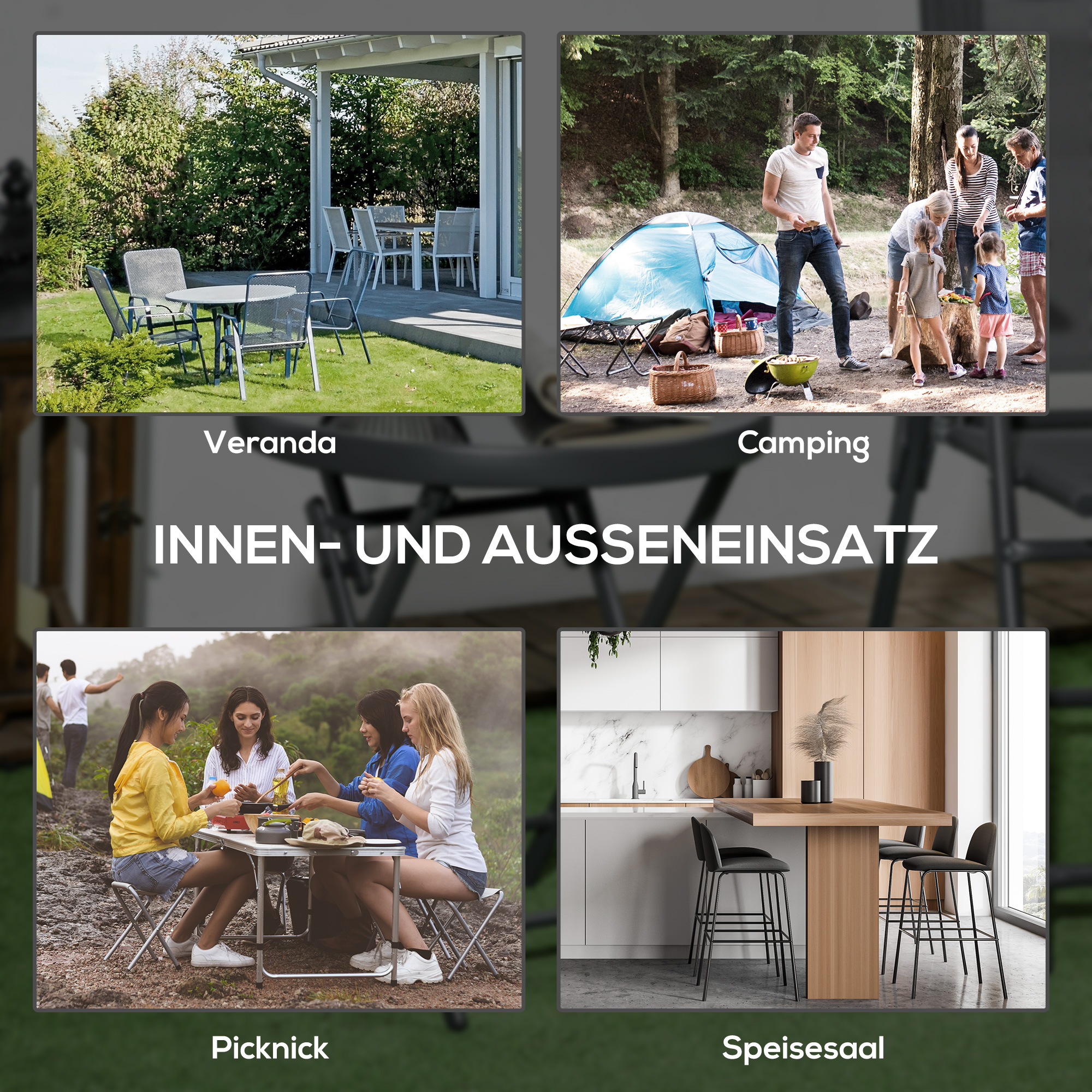 Gartentisch Klapptisch Garten-Klapptisch, rund, wetterbeständig, klappbar,  Ø45 x 50 cm, Schwarz