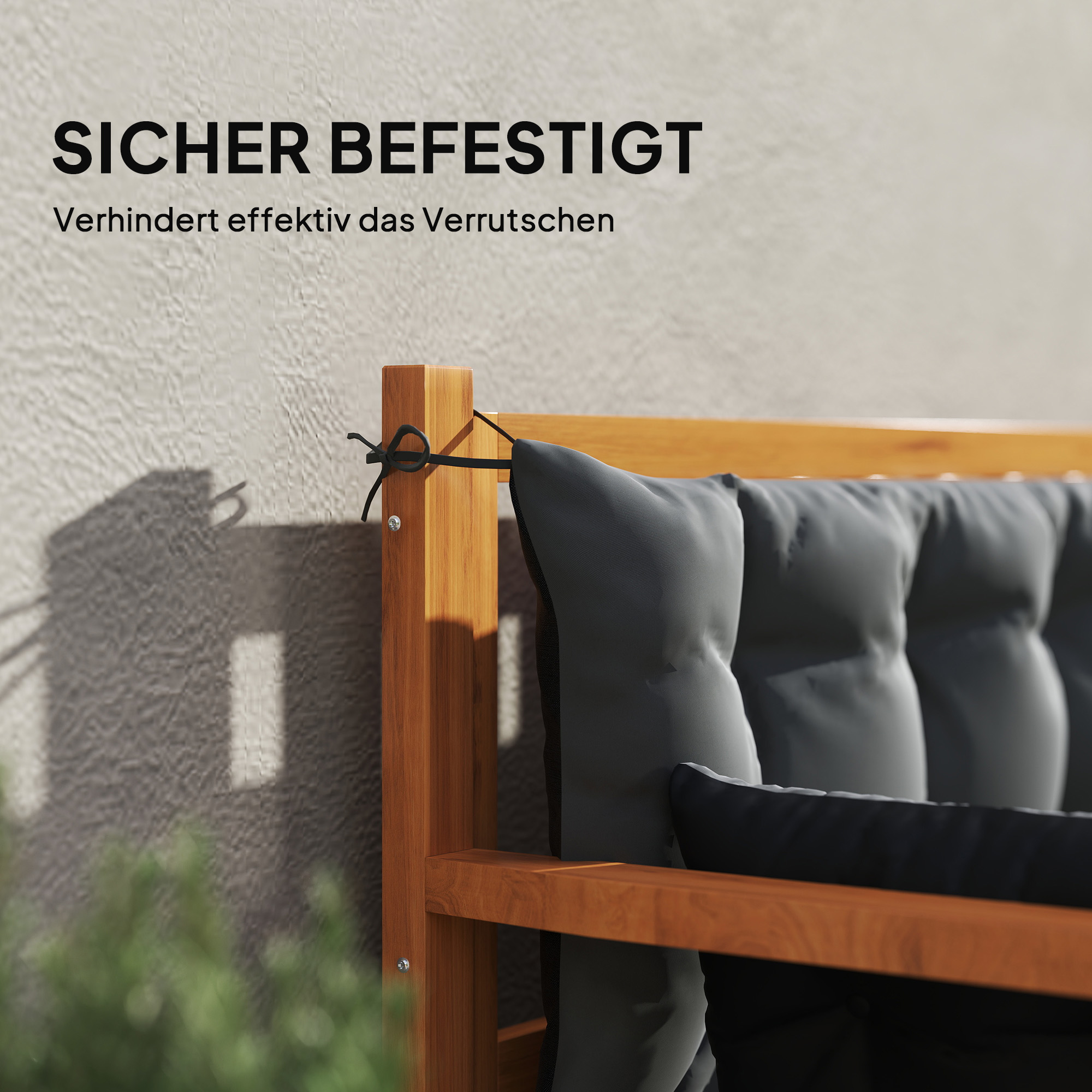 Outdoor-Kissen-Set für Bank oder Hollywoodschaukel, zweifarbig, Polyester, Schaumstoff, 180 x 110 x 8 cm, Dunkelgrau