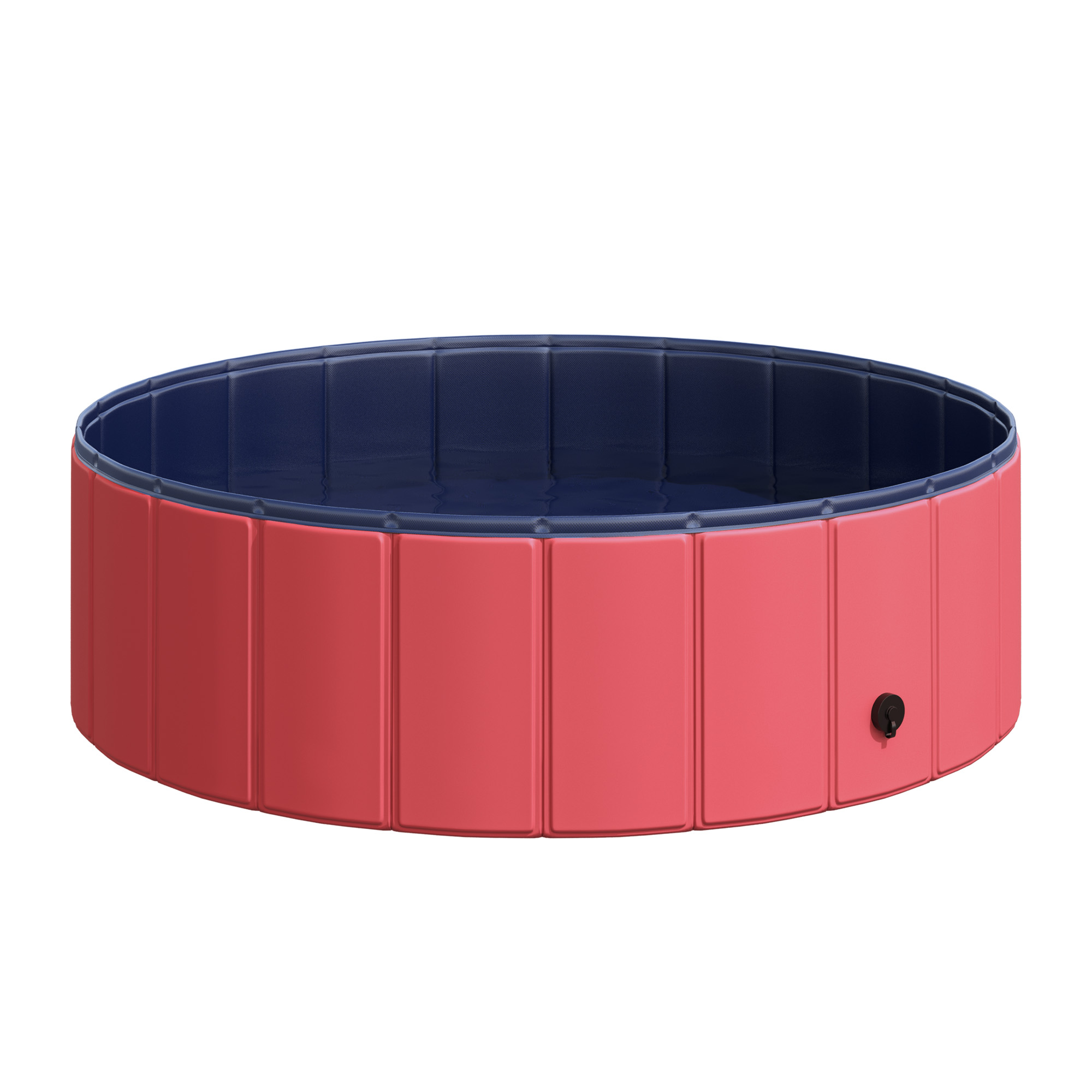 Hundebadewanne faltbar Badewanne Hundepool Plantschbecken Swimmingpool Wasserbecken für Hunde und Katzen Schwimmbecken Kunststoff+Holz Rot Ø100 x H30 cm