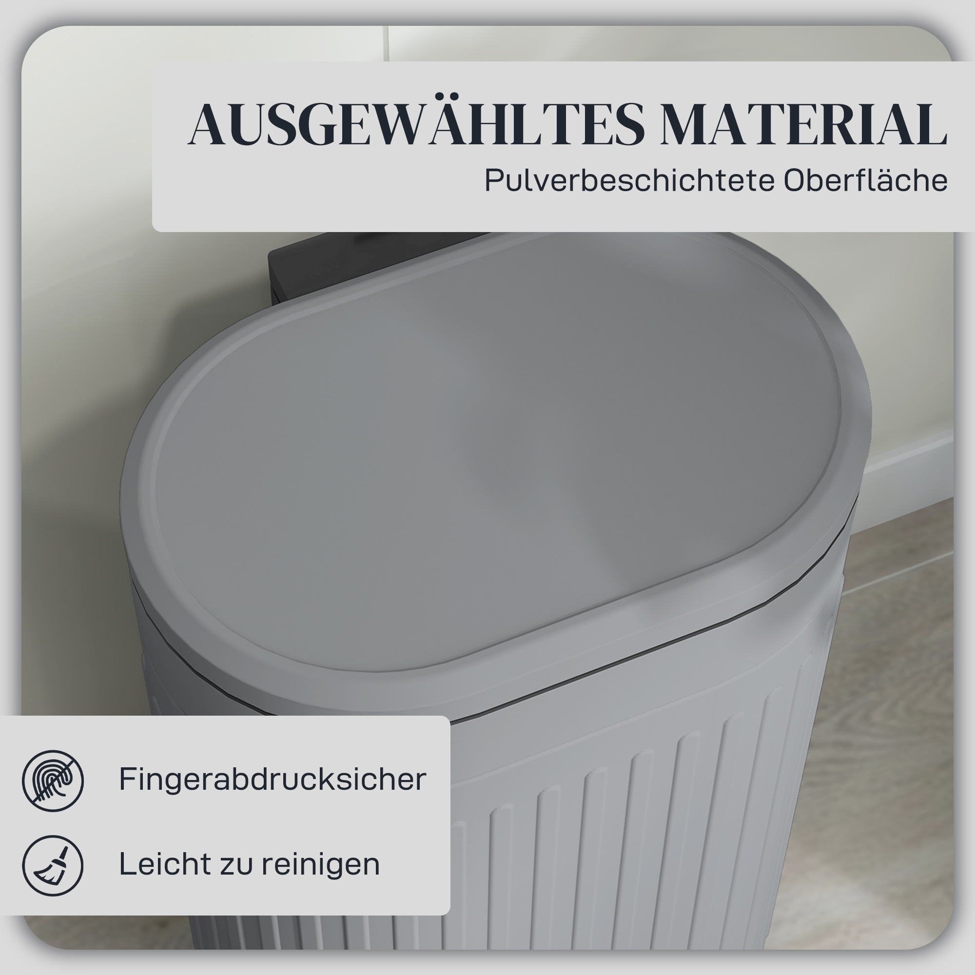 Mülleimer 30L Treteimer mit Deckel Fußpedal herausnehmbarem Inneneimer Soft-Close-Funktion 36,5 x 31,2 x 60,8 cm, Grau