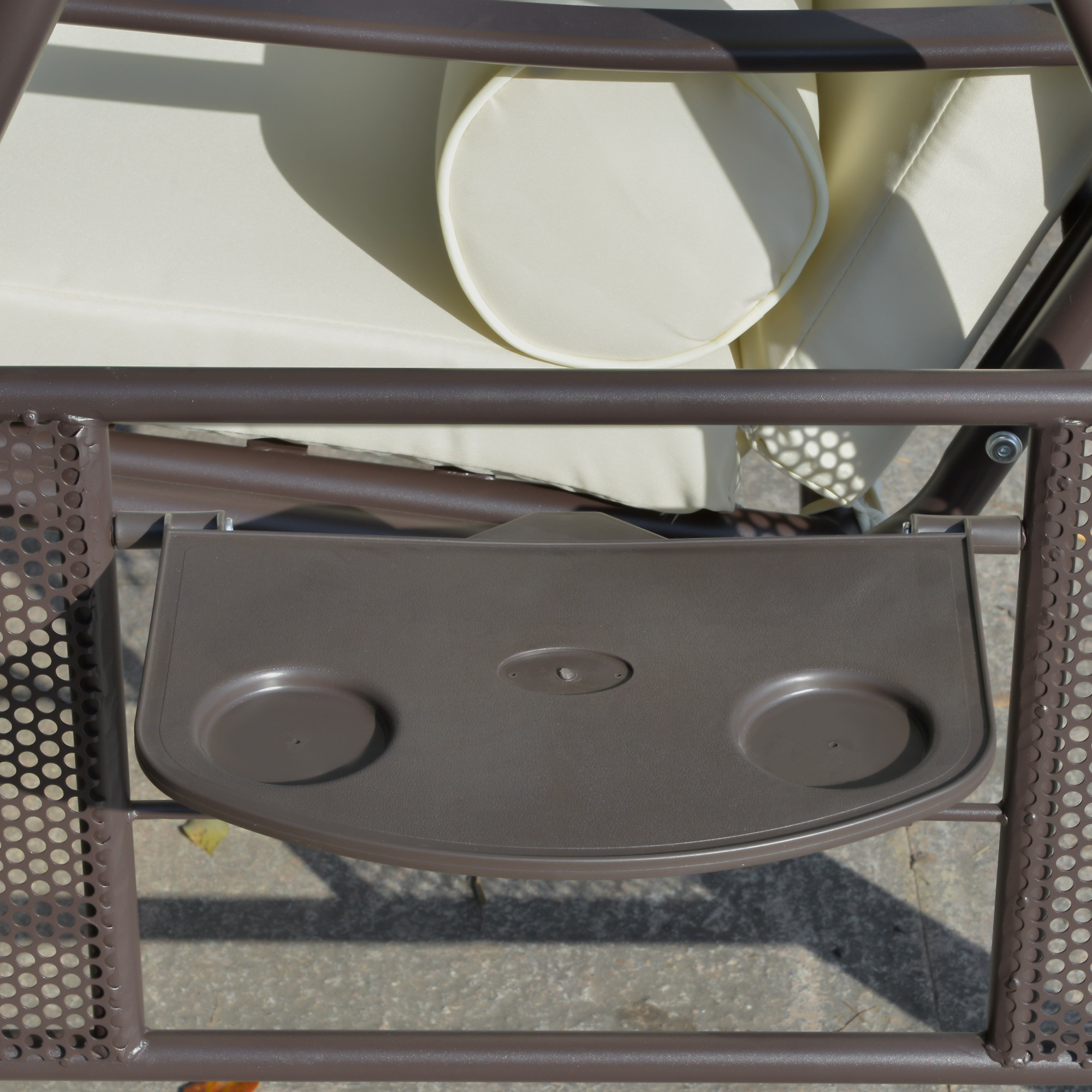 Hollywoodschaukel 2-Sitzer-Hollywoodschaukel Gartenschaukel, wetterbeständig, 2 Ablagen,  Weiß + Schwarz