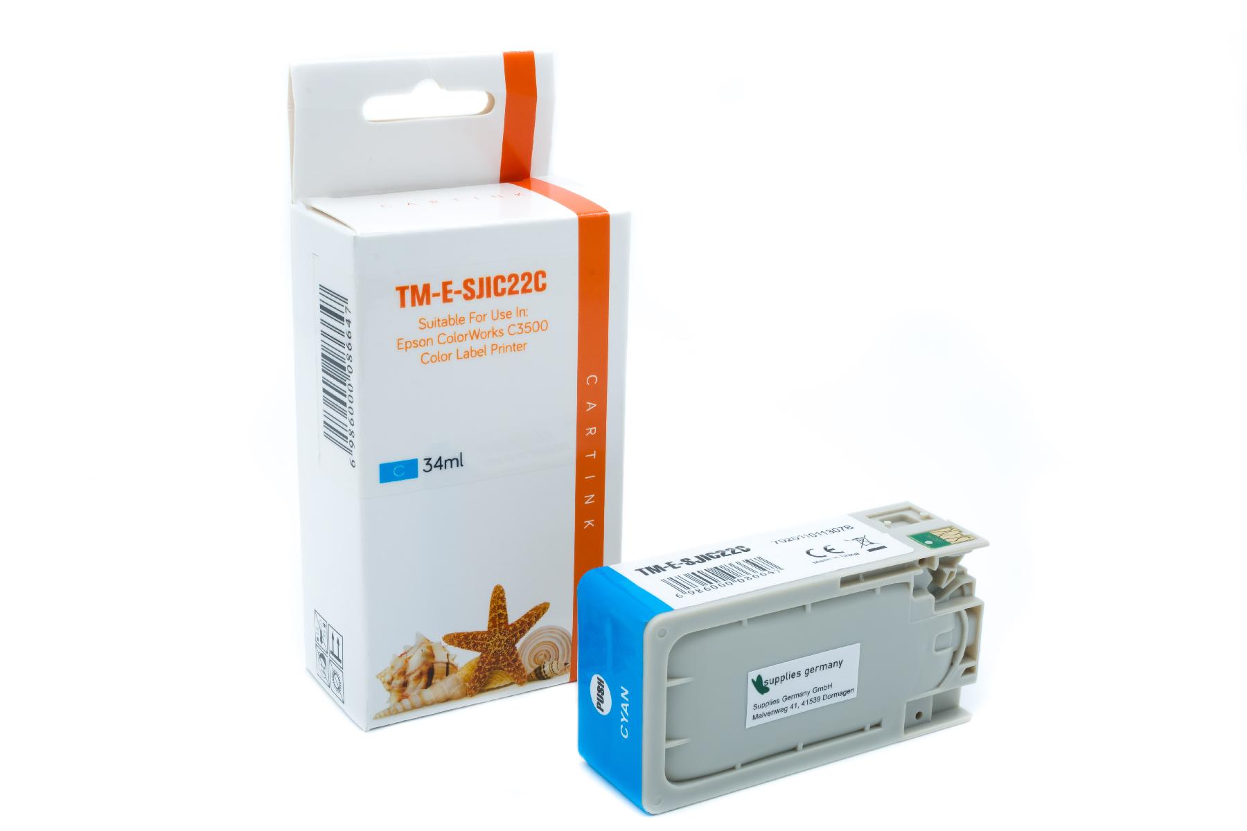 SJIC22C alternativ Seestern Tinte Cyan für Epson / C33S020602 / 32,5ml SJIC22C alternativ Seestern Tinte Cyan für Epson / C33S020602 / 32,5ml