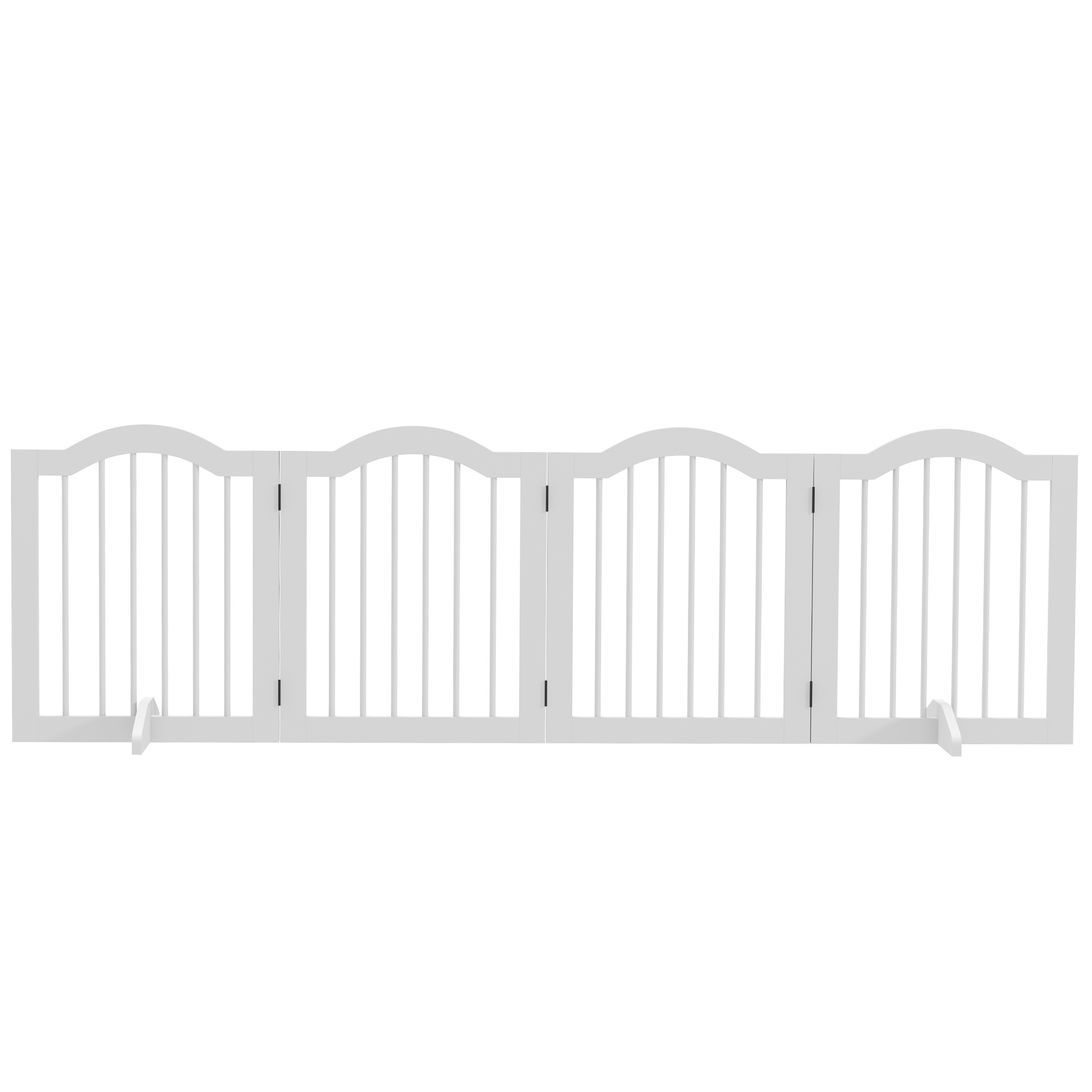 Faltbares Hunde-Absperrgitter, 4 Paneele, für Treppen, Flure, Türen, MDF/Massivholz, Weiß