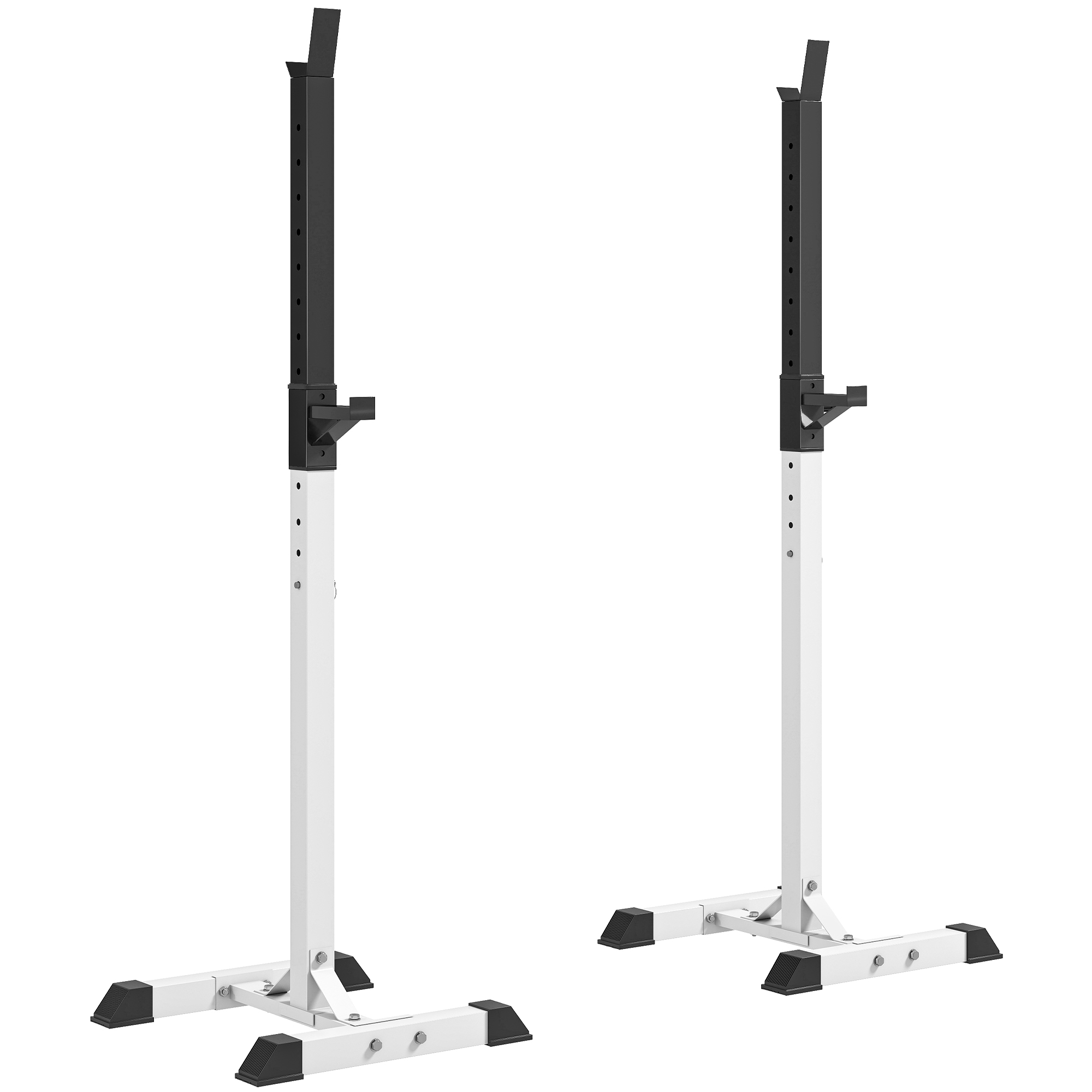 Hantelständer, 2er-Set, bis 150 kg belastbar, höhenverstellbar, Stahl, weiß+schwarz, 52 x 48 x 160 cm