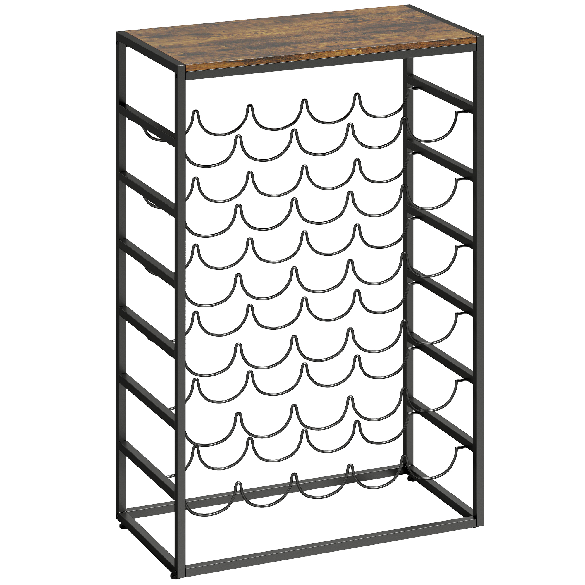 Weinregal für 30 Flaschen freistehendes Flaschenregal aus Metall für Keller Lagerraum 59 x 30 x 88,5 cm Rustikal-Braun