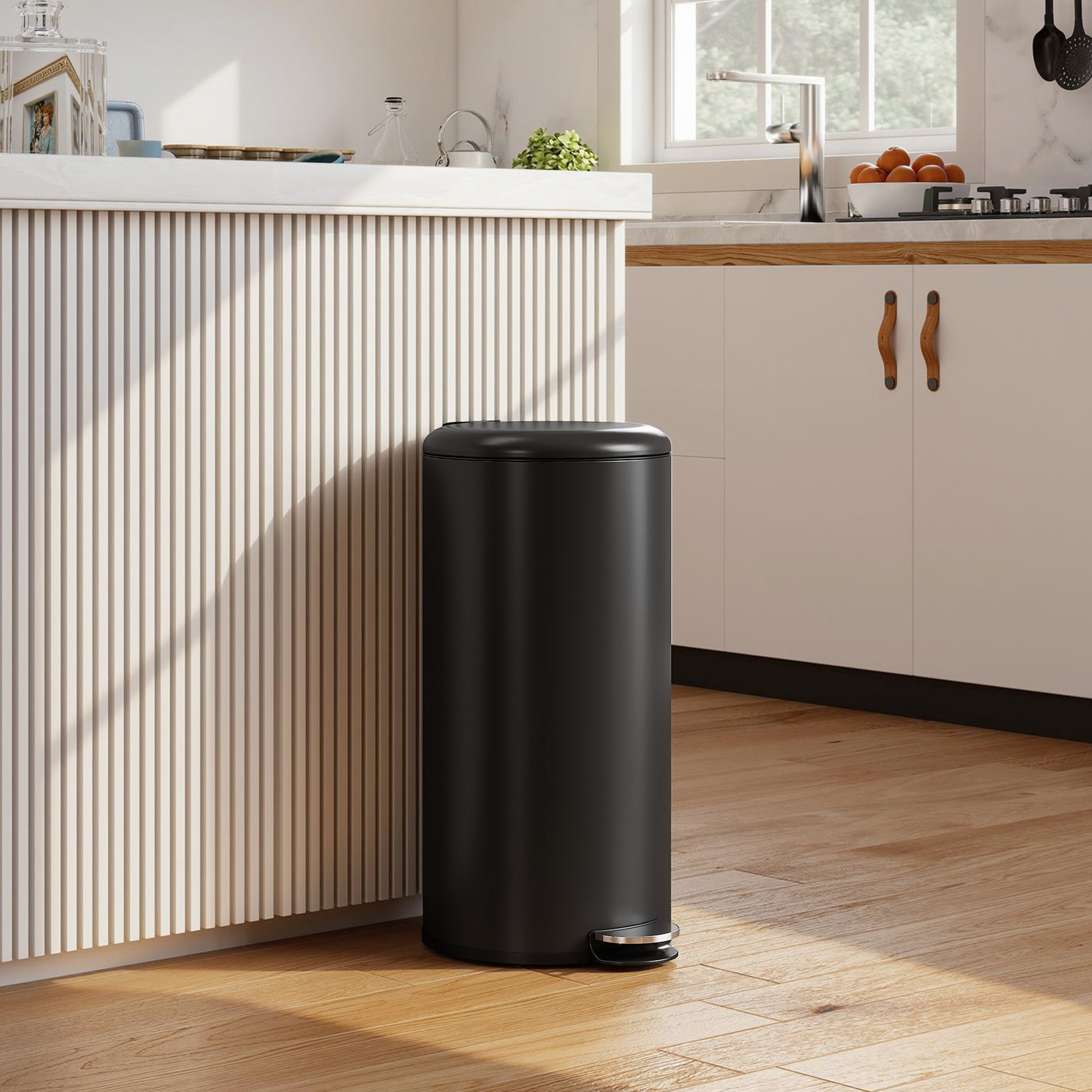 Mülleimer 30L Treteimer Abfalleimer mit Deckel Fußpedal Inneneimer, Soft-Close-Funktion 36 x 30 x 63,5 cm, Schwarz