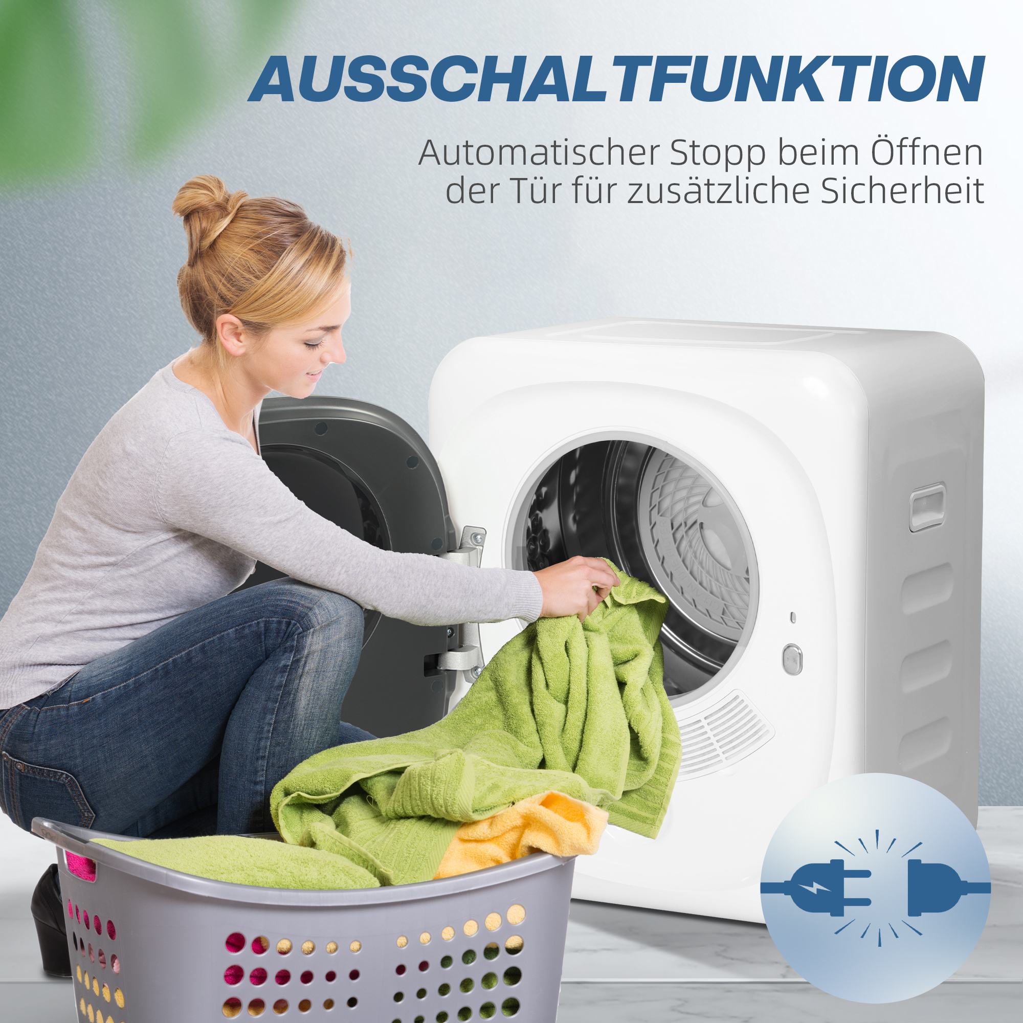 4kg Wäschetrockner, kompaktes Design, 5 Modi, Timer, Weiß+Schwarz