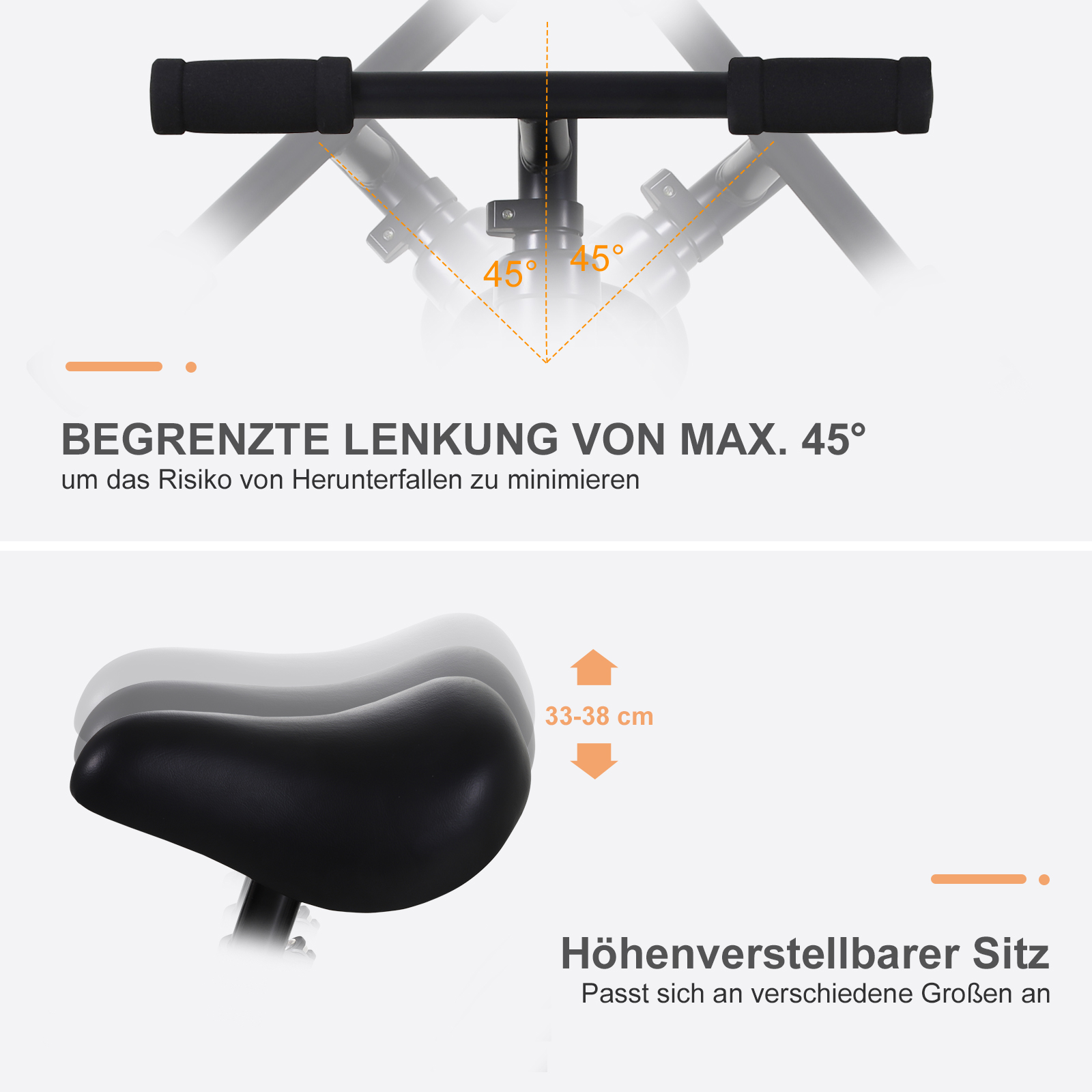 Kinder Laufrad ab 2-5 Jahre Lauflernrad mit Stützrädern, Pedalen, Höhenverstellbarem Sitz, Spielzeug Balance Bike für Kleinkinder Erste Geburtstag Geschenk, Schwarz